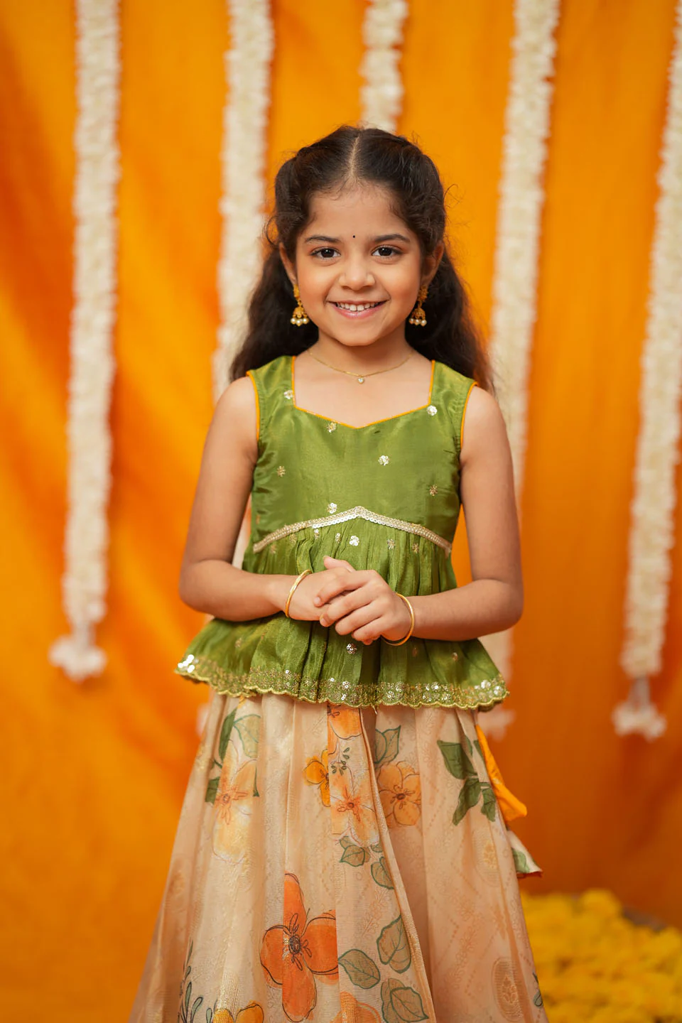 Harita Floral Ivory Mini Lehenga Set - Image 5