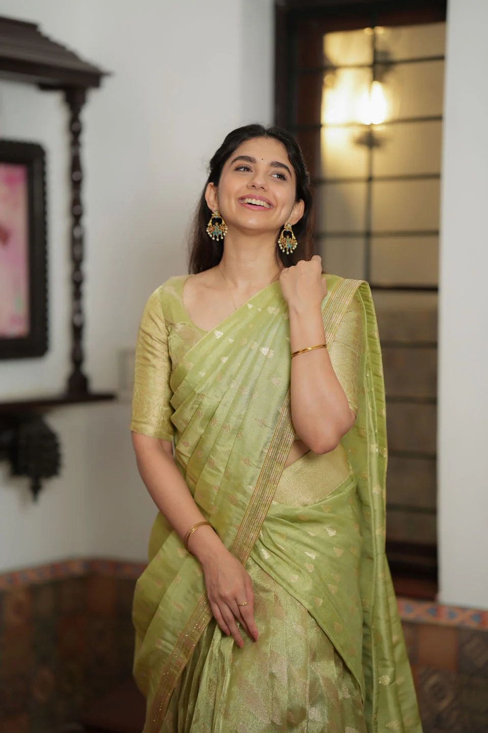 Aalaya Green Banarasi Half Saree Set - Image 10