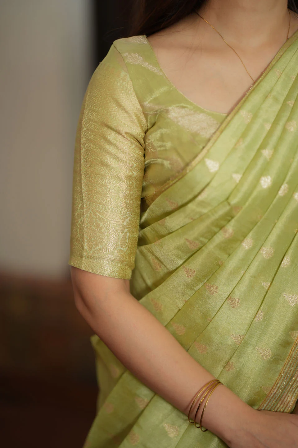 Aalaya Green Banarasi Half Saree Set - Image 11