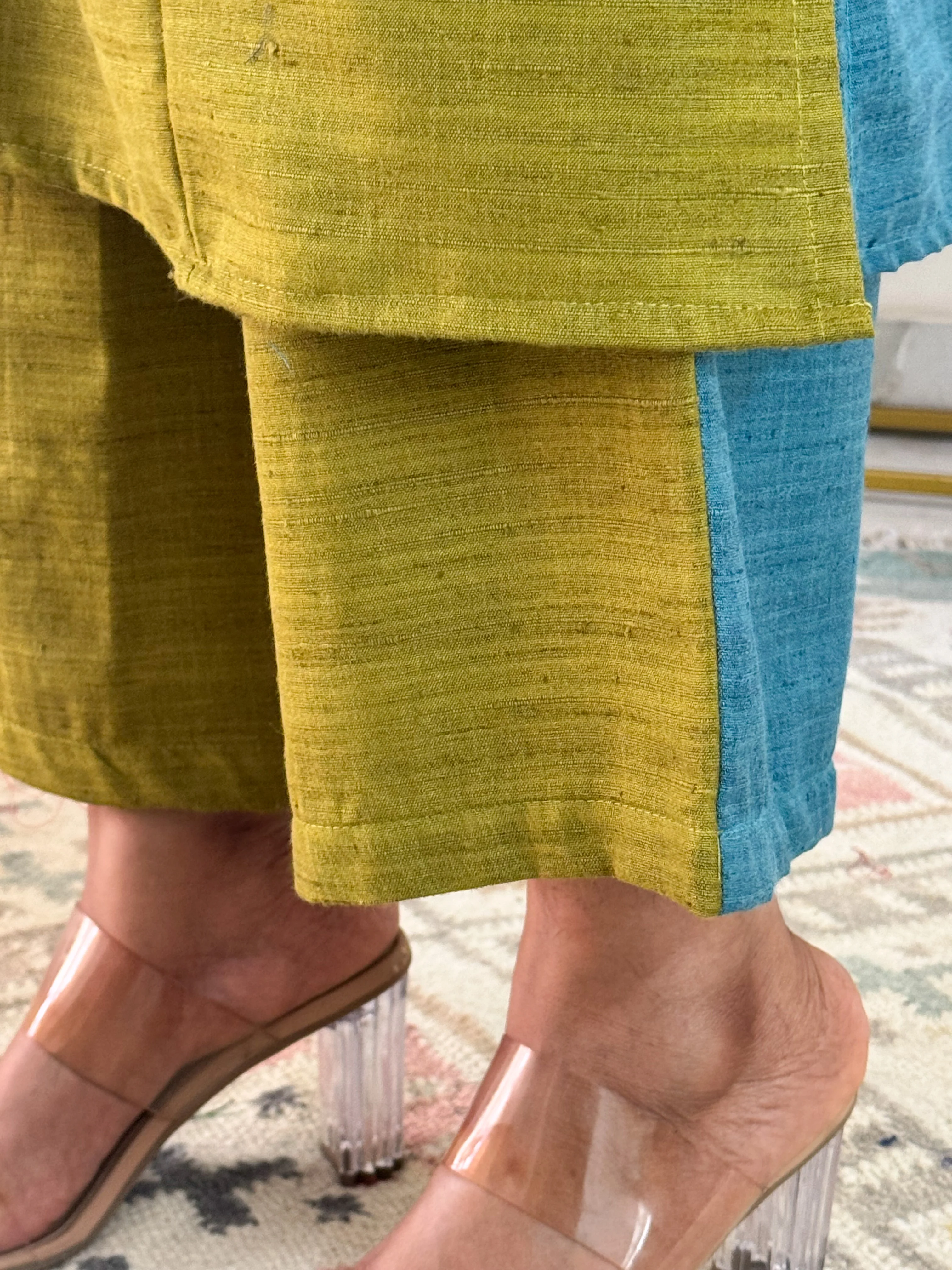 Agalya Olive Green & Teal Kurti Set - Image 3