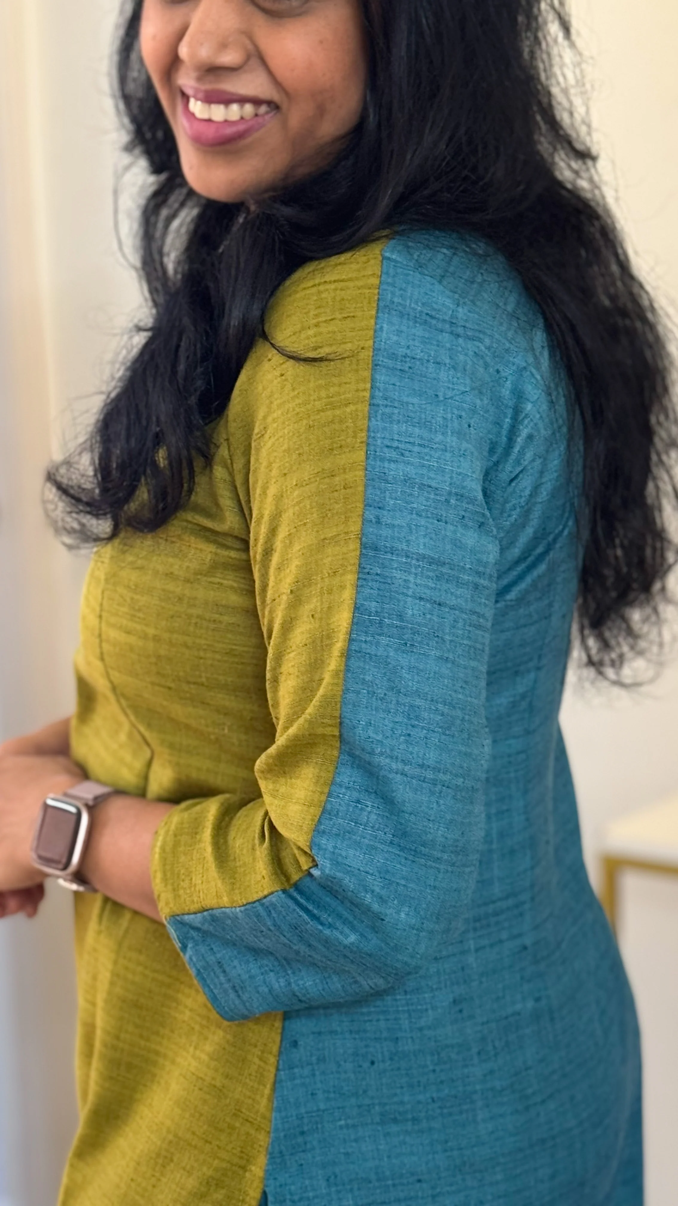 Agalya Olive Green & Teal Kurti Set - Image 4