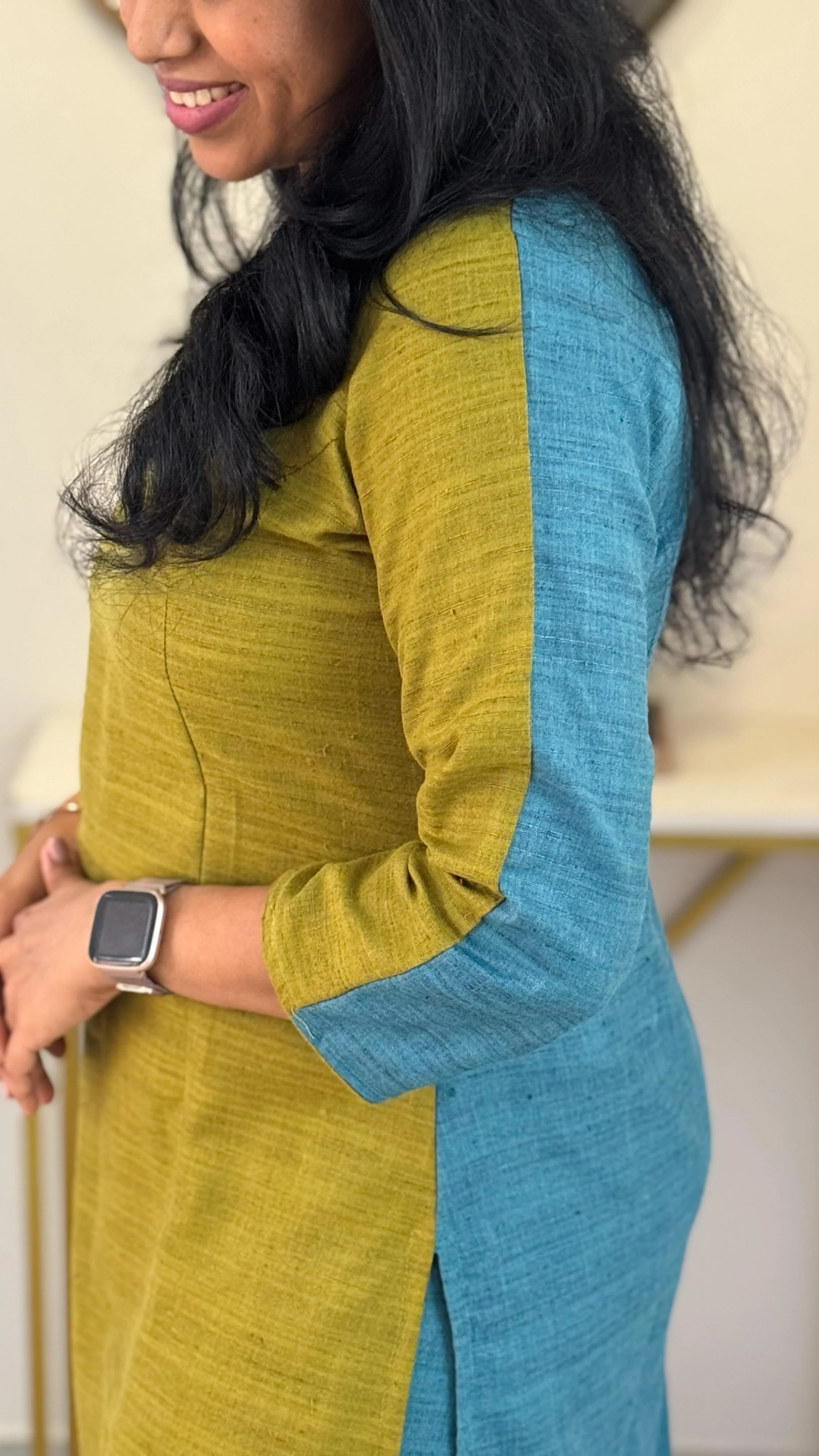 Agalya Olive Green & Teal Kurti Set - Image 6