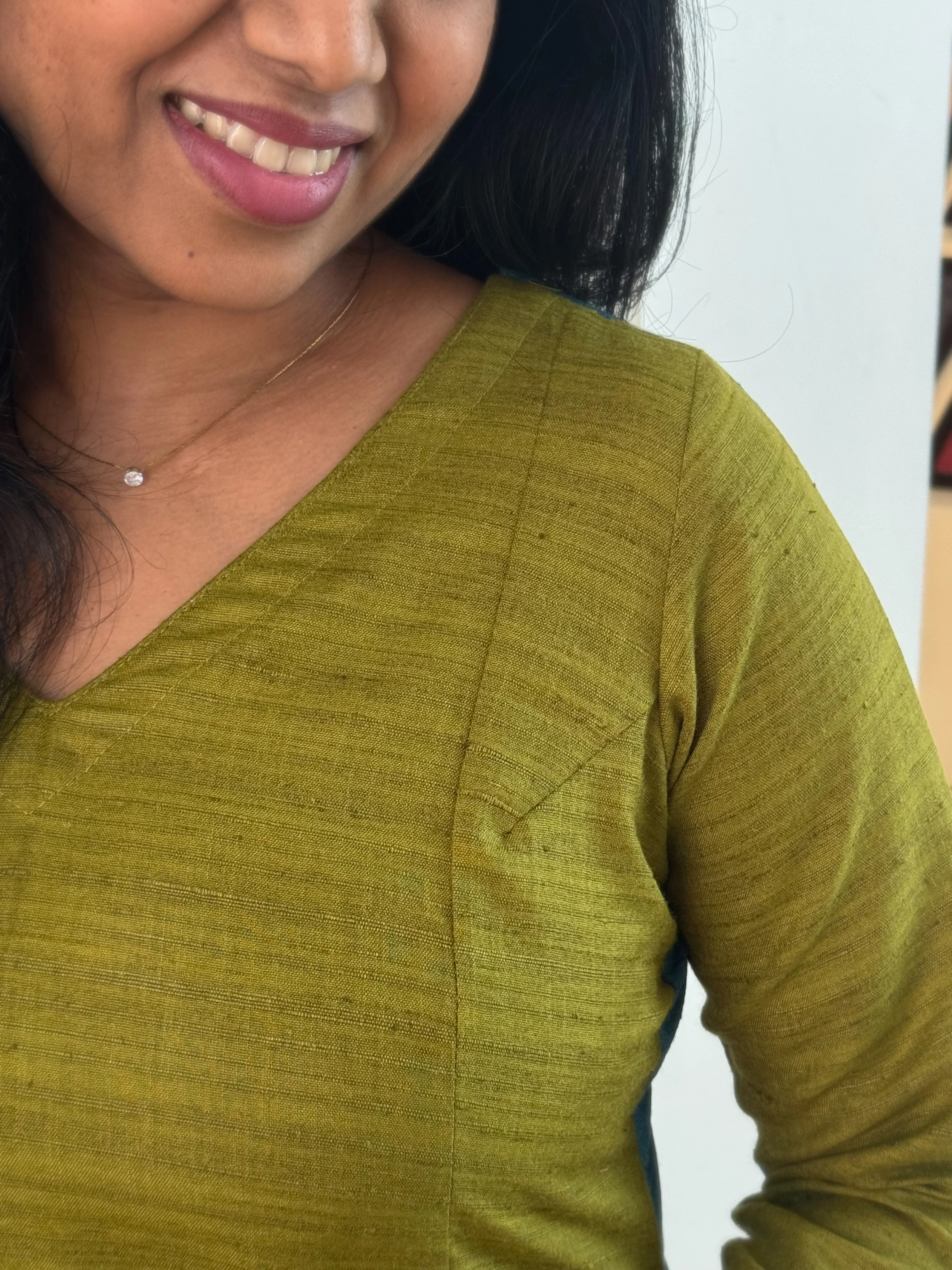 Agalya Olive Green & Teal Kurti Set - Image 7