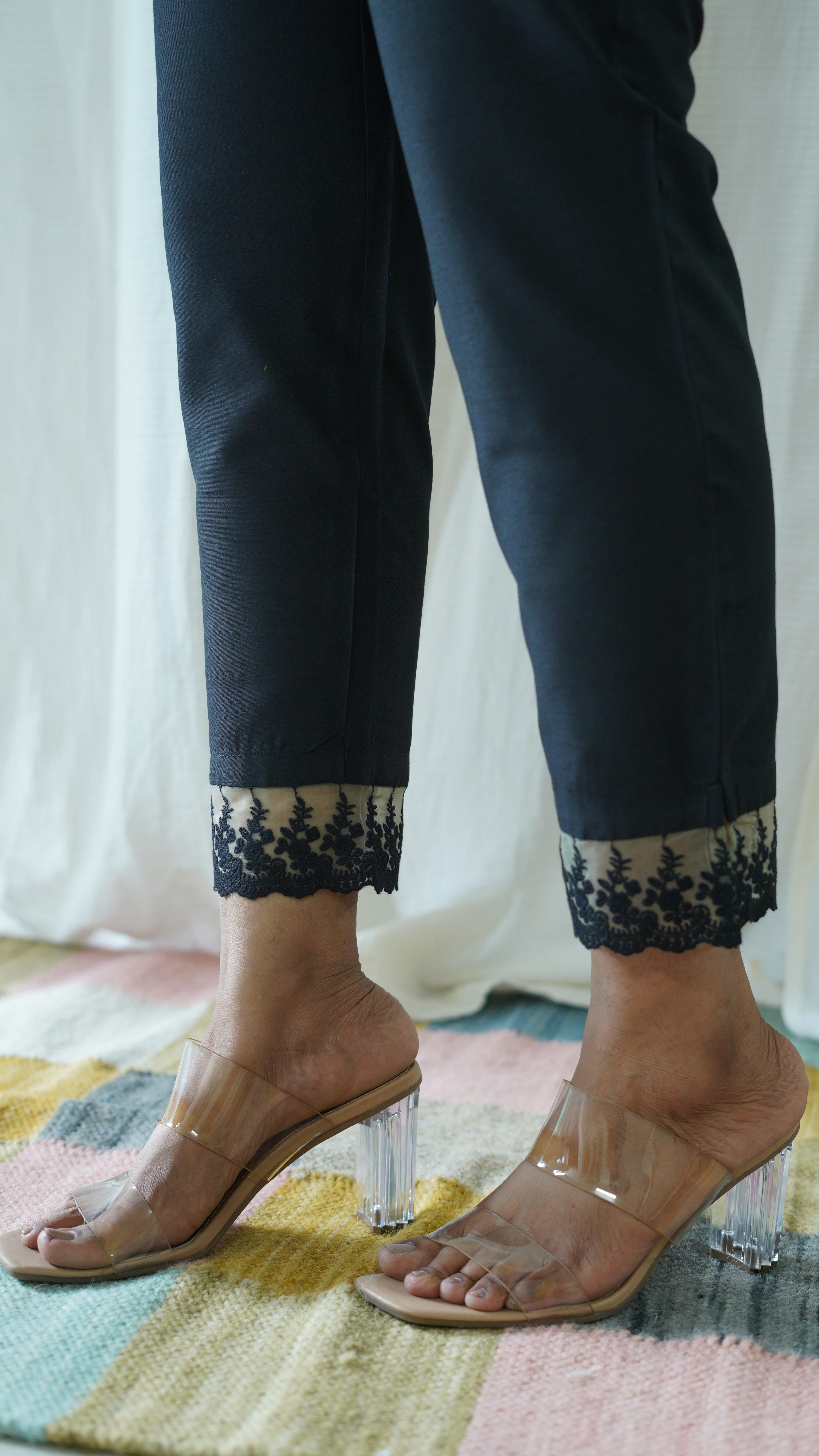 Black Solid Bottom with Lace detailing - Image 5
