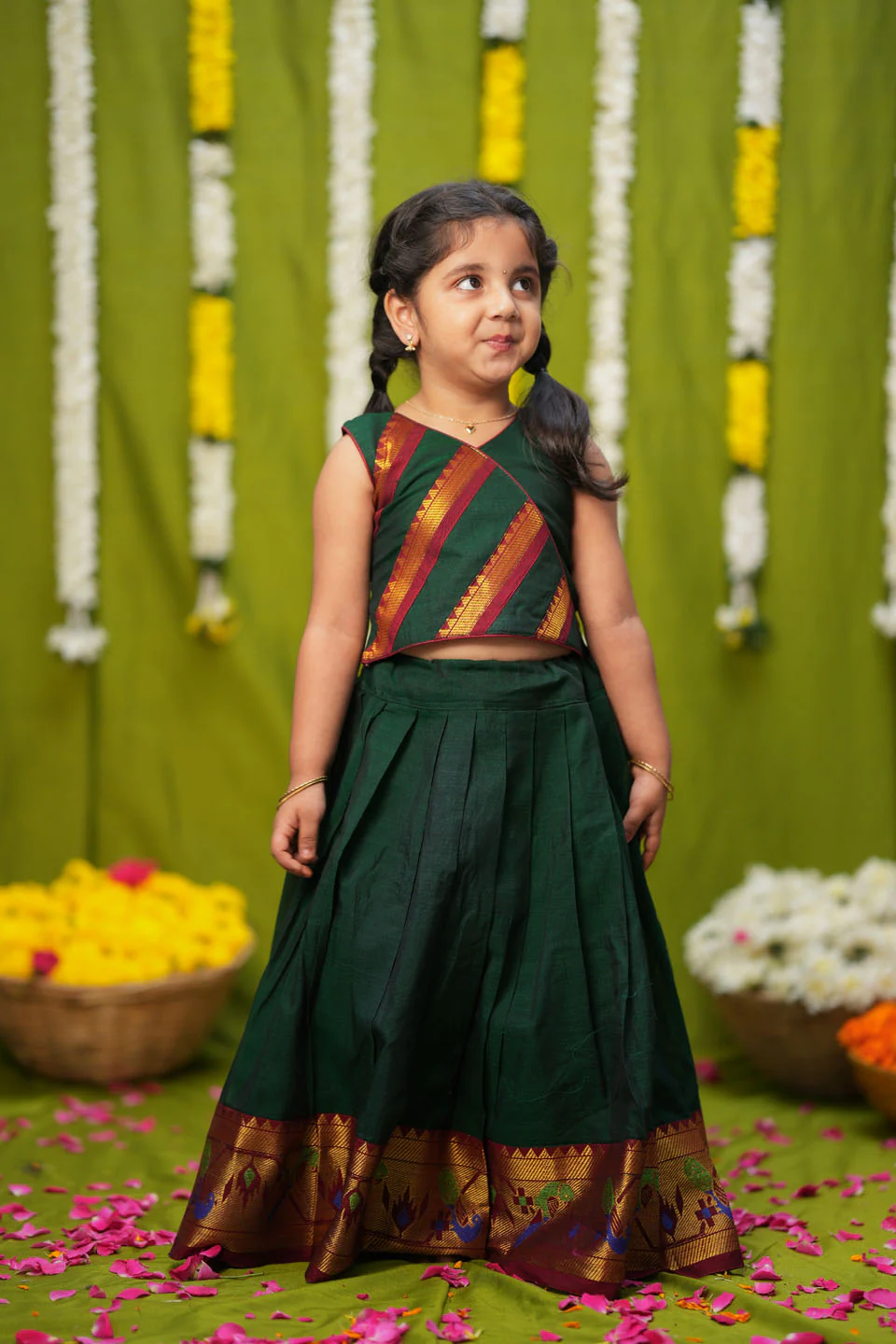 IMD - Brindha Green Handlloom Top & Skirt Mini - Image 10