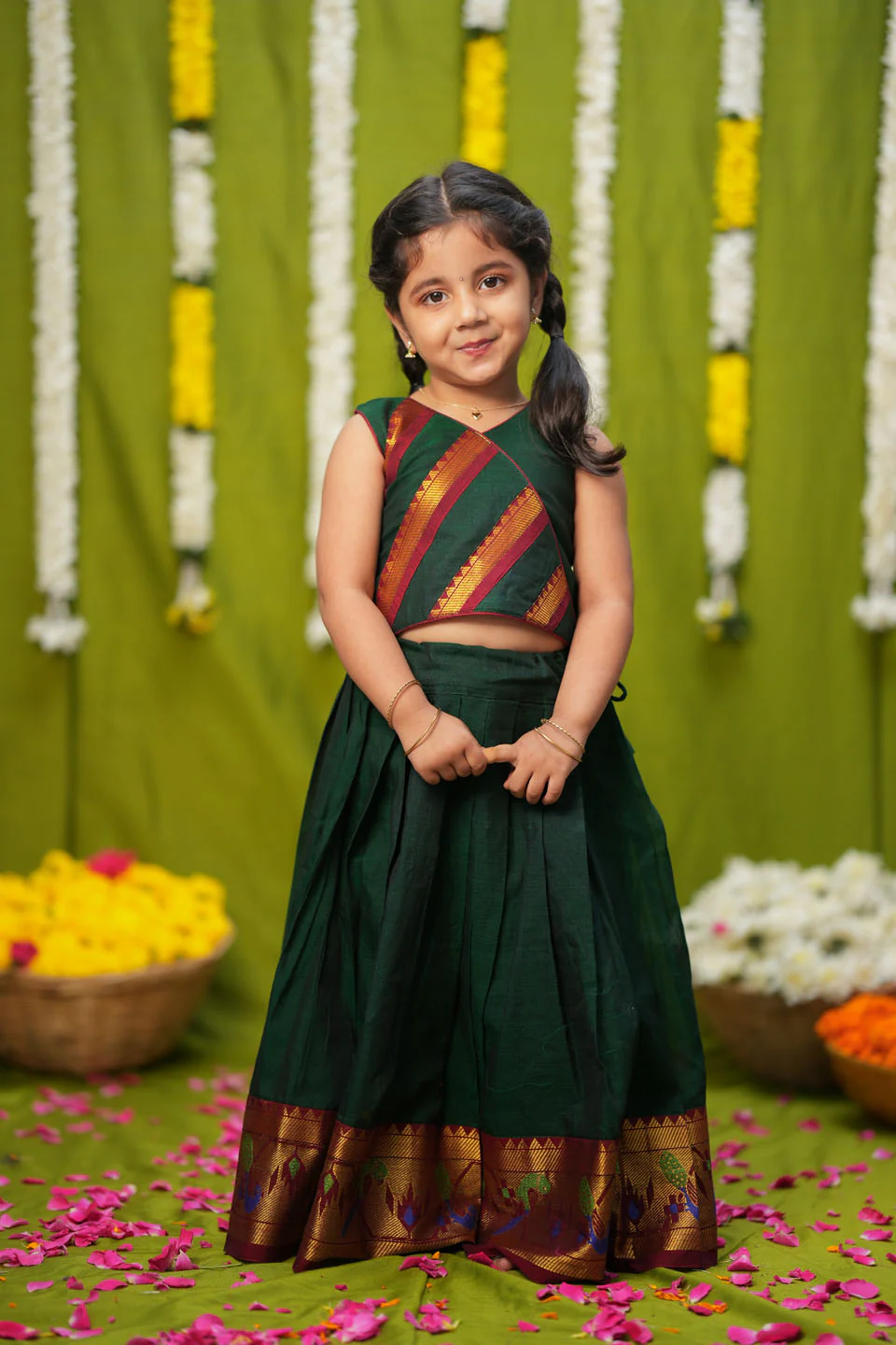 IMD - Brindha Green Handlloom Top & Skirt Mini - Image 12