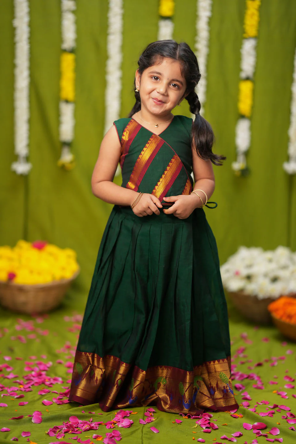 IMD - Brindha Green Handlloom Top & Skirt Mini - Image 8