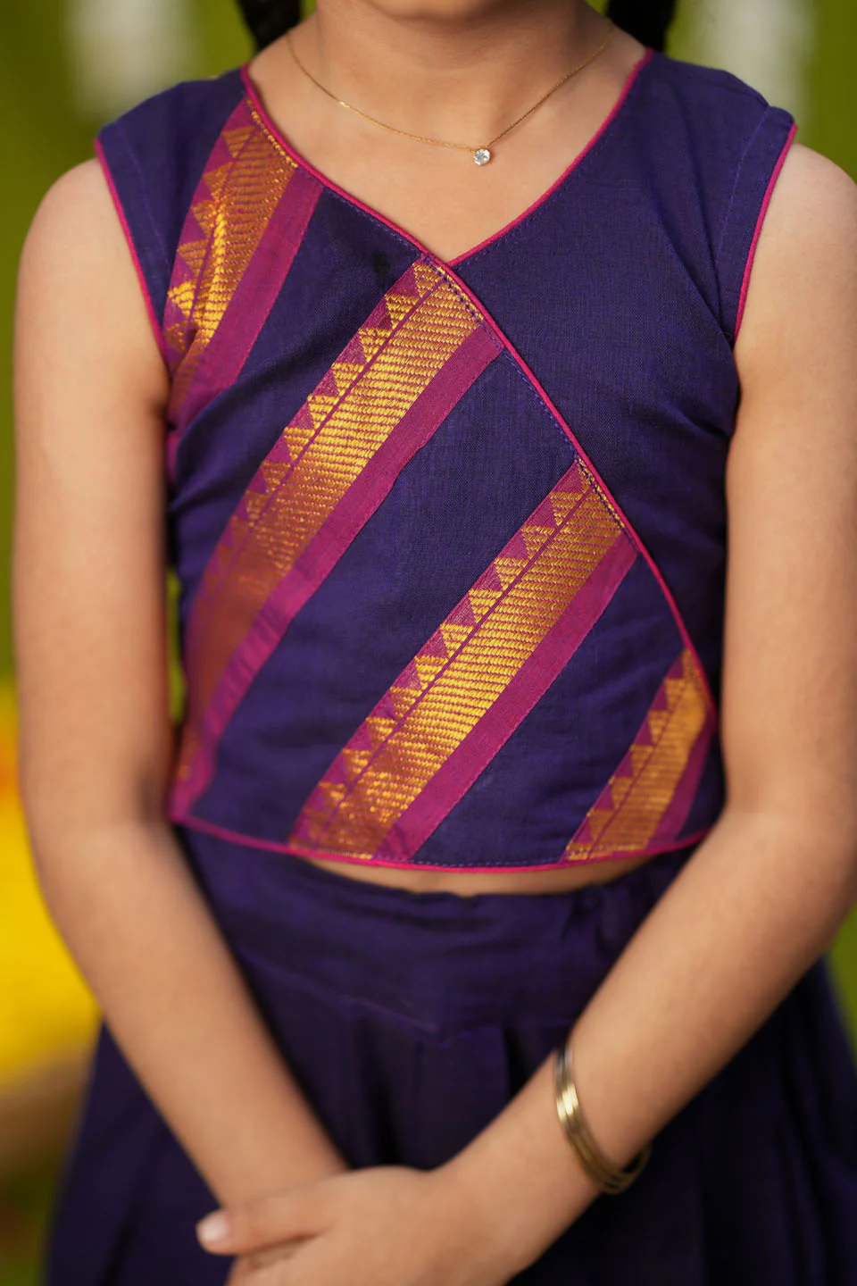 IMD - Brindha Violet Handlloom Top & Skirt Mini - Image 2