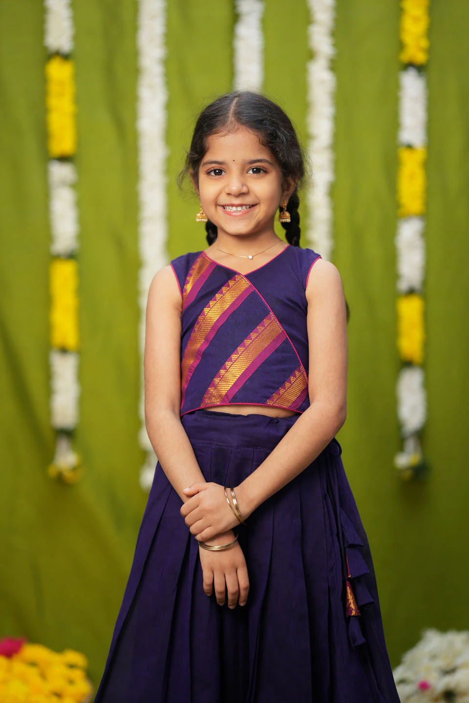 IMD - Brindha Violet Handlloom Top & Skirt Mini - Image 3