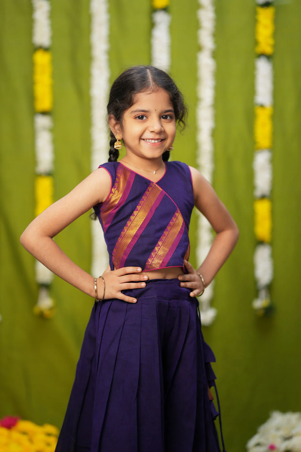 IMD - Brindha Violet Handlloom Top & Skirt Mini - Image 4