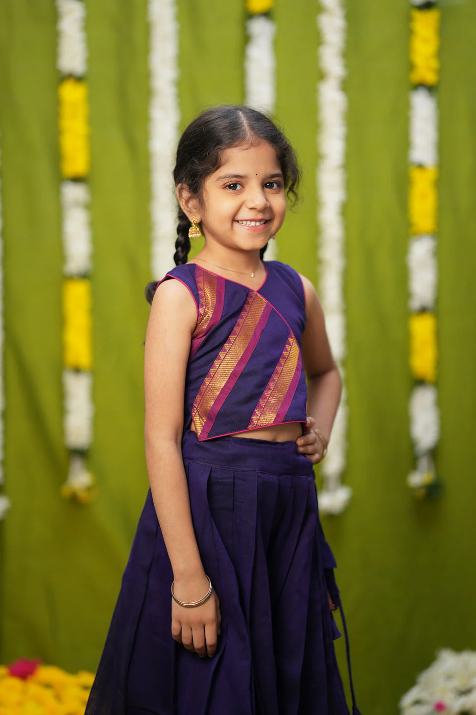 IMD - Brindha Violet Handlloom Top & Skirt Mini - Image 5