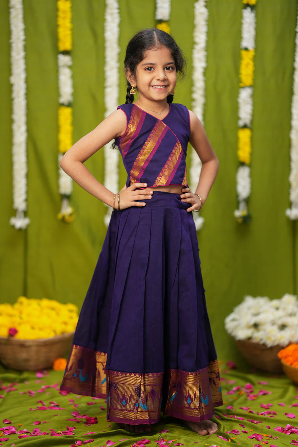 IMD - Brindha Violet Handlloom Top & Skirt Mini - Image 8