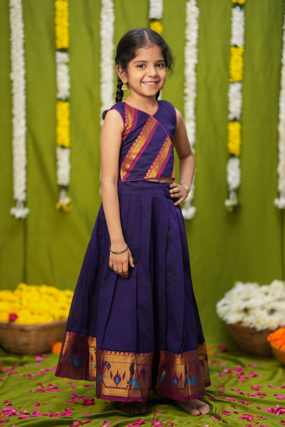 IMD - Brindha Violet Handlloom Top & Skirt Mini - Image 9