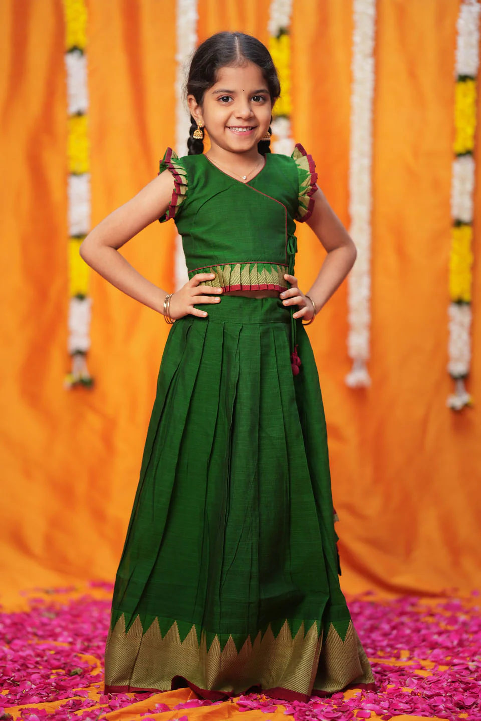 IMD - Gautami Green Handlloom Top & Skirt Mini - Image 10