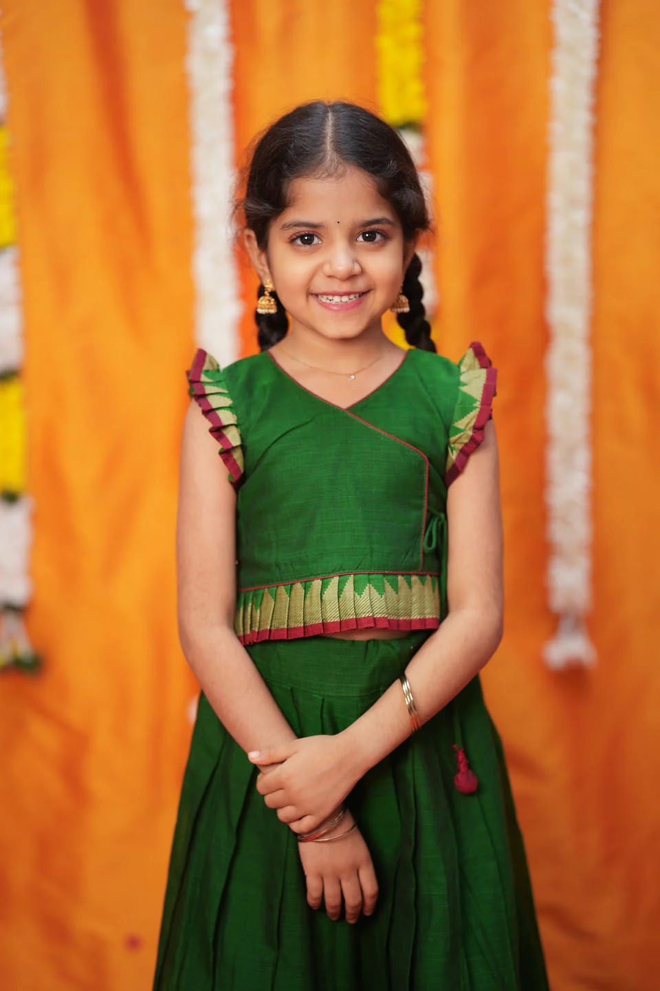 IMD - Gautami Green Handlloom Top & Skirt Mini - Image 11