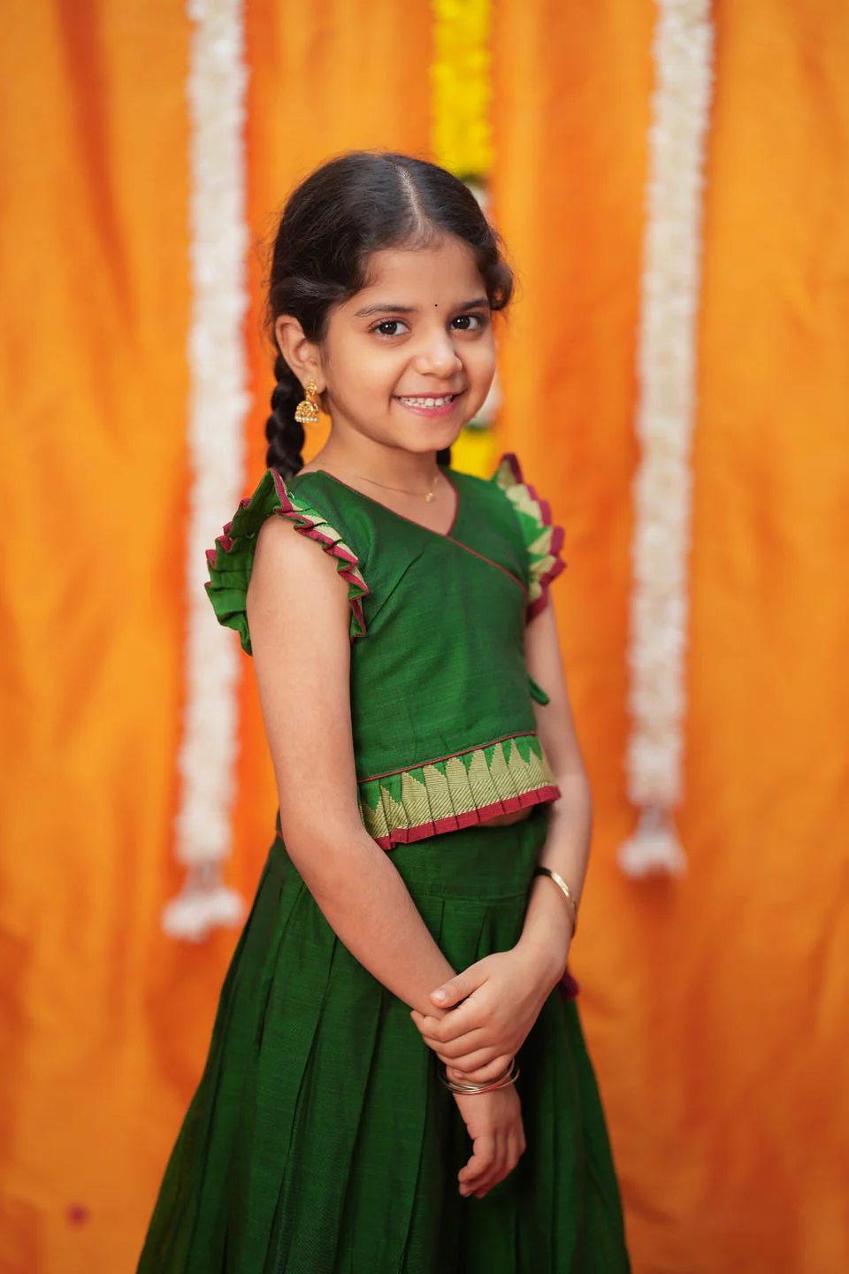 IMD - Gautami Green Handlloom Top & Skirt Mini - Image 12