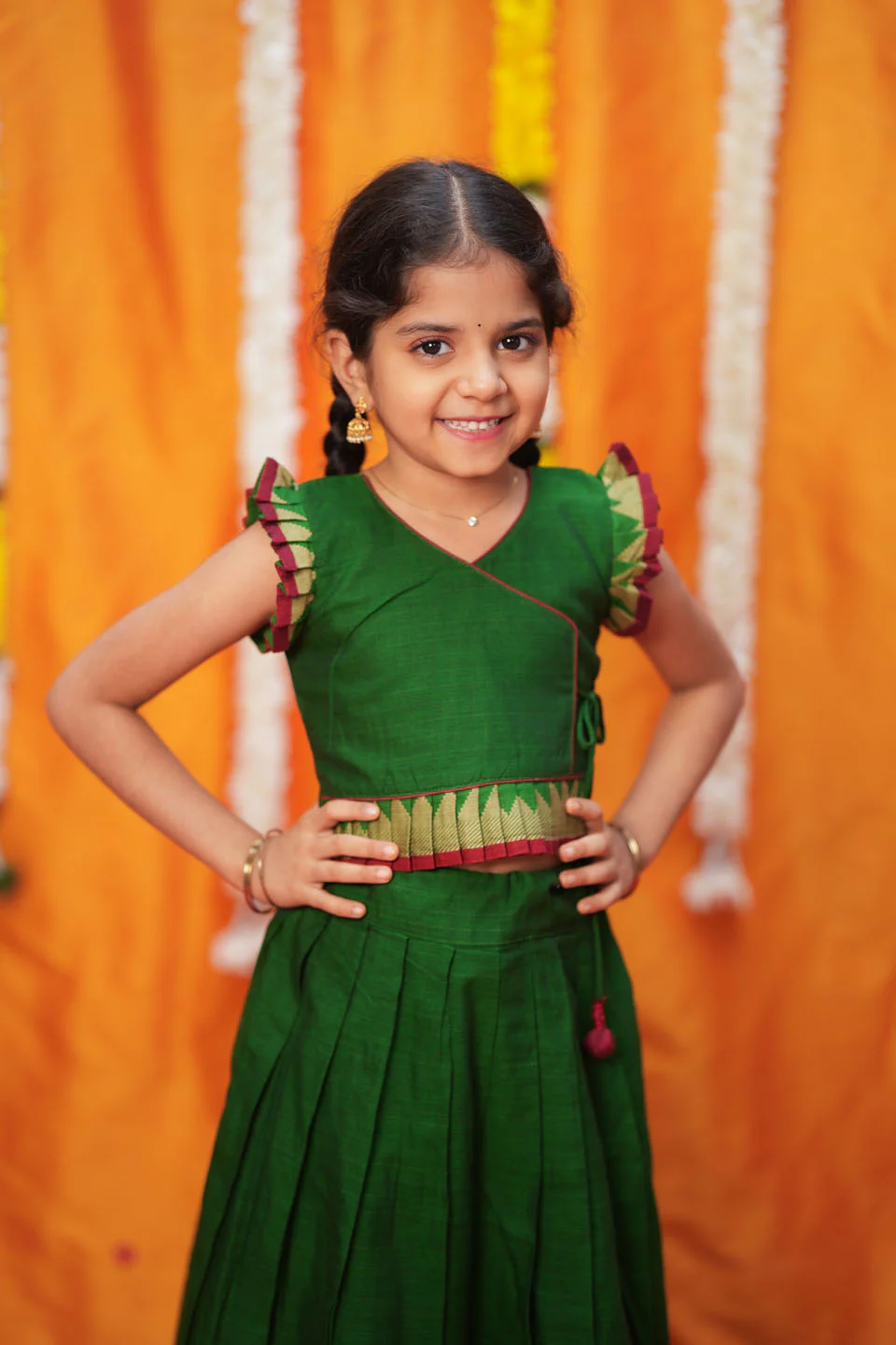 IMD - Gautami Green Handlloom Top & Skirt Mini - Image 13