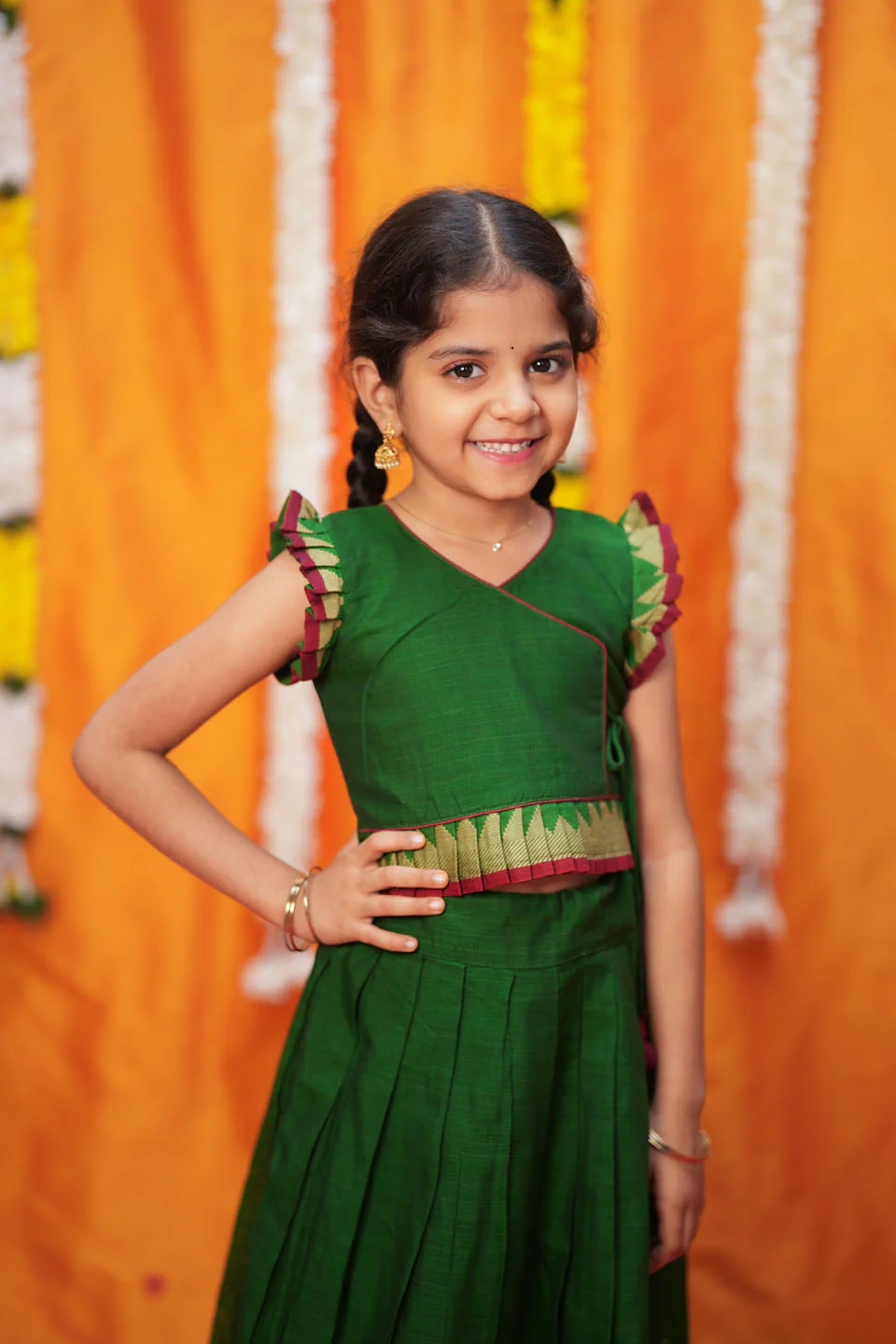 IMD - Gautami Green Handlloom Top & Skirt Mini - Image 14