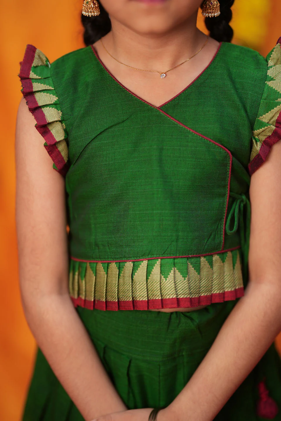 IMD - Gautami Green Handlloom Top & Skirt Mini - Image 2