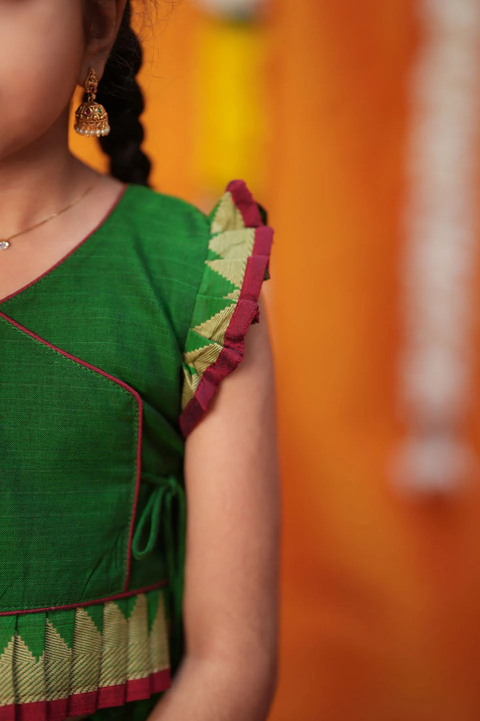 IMD - Gautami Green Handlloom Top & Skirt Mini - Image 3