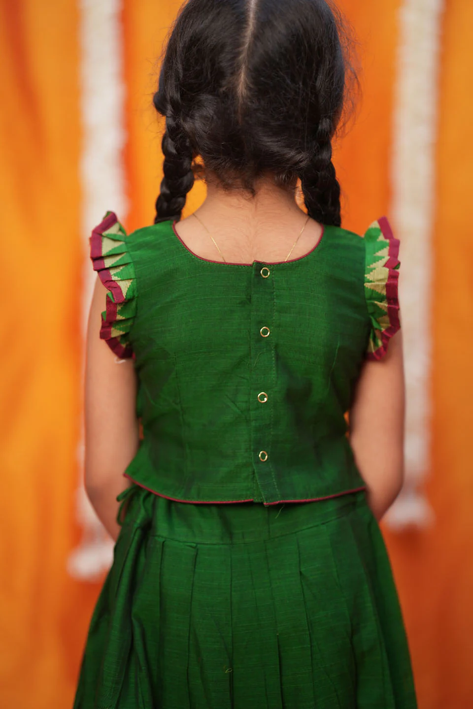IMD - Gautami Green Handlloom Top & Skirt Mini - Image 5