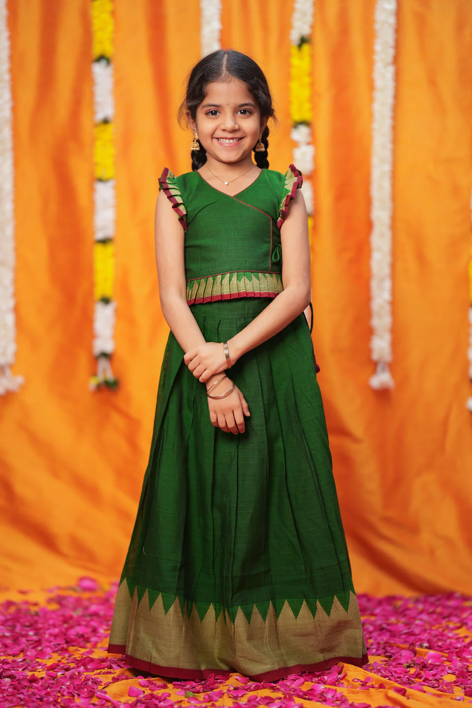 IMD - Gautami Green Handlloom Top & Skirt Mini - Image 6