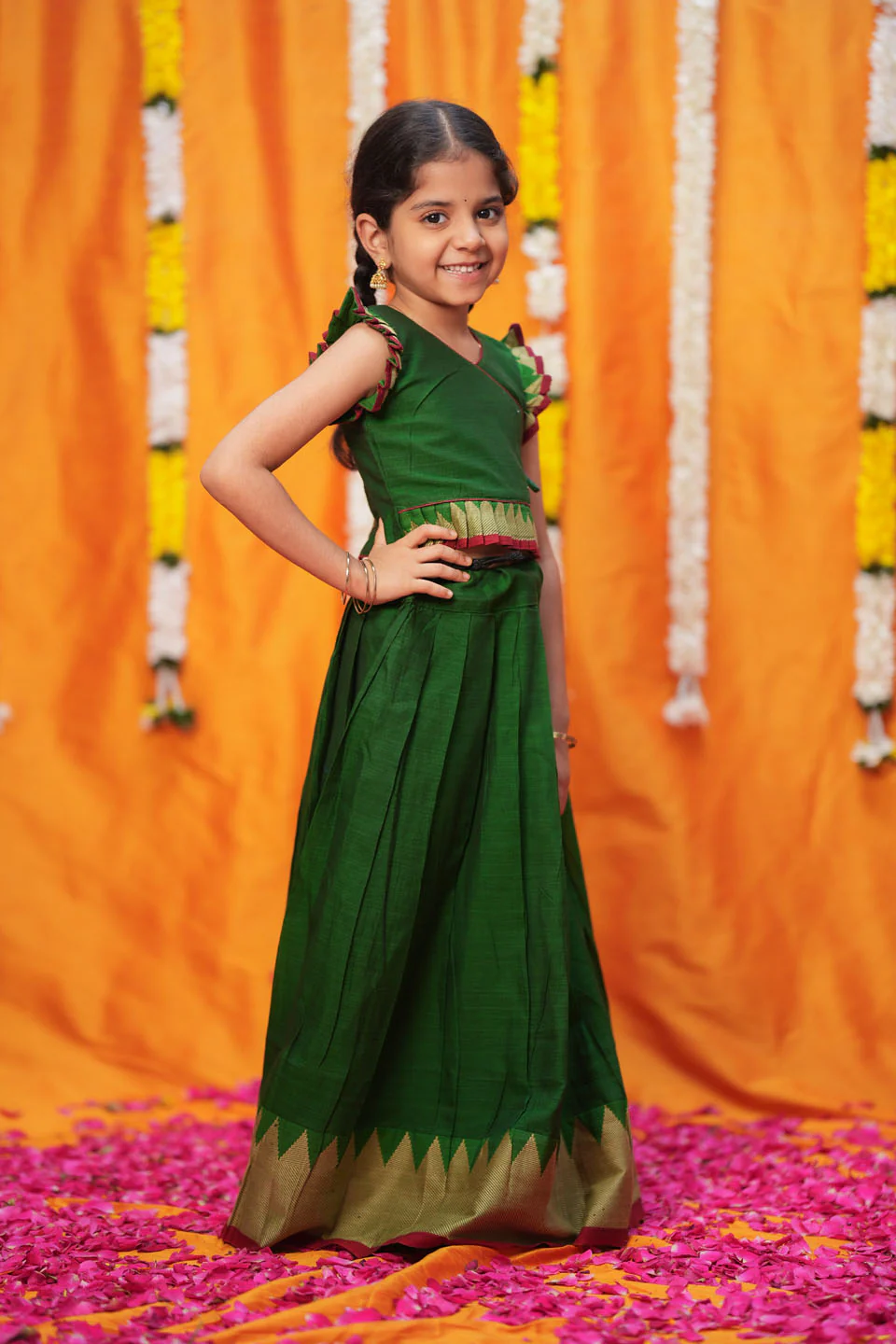 IMD - Gautami Green Handlloom Top & Skirt Mini - Image 7