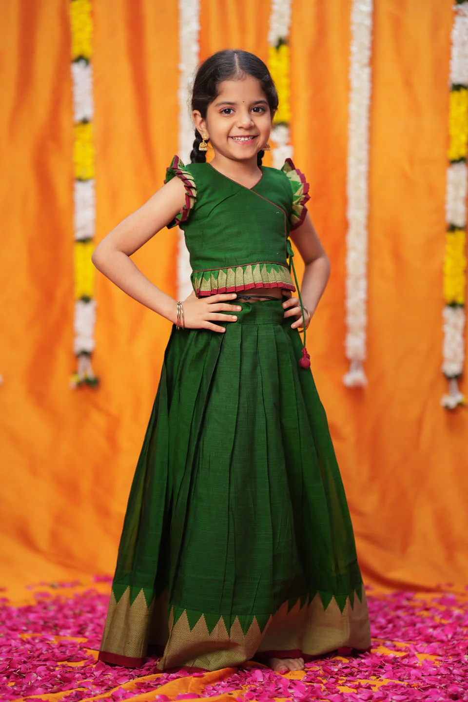 IMD - Gautami Green Handlloom Top & Skirt Mini - Image 8