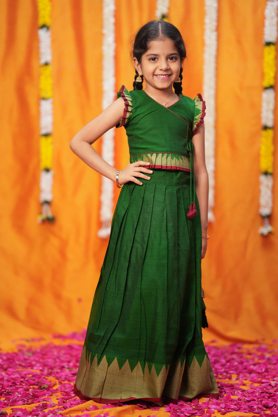IMD - Gautami Green Handlloom Top & Skirt Mini - Image 9