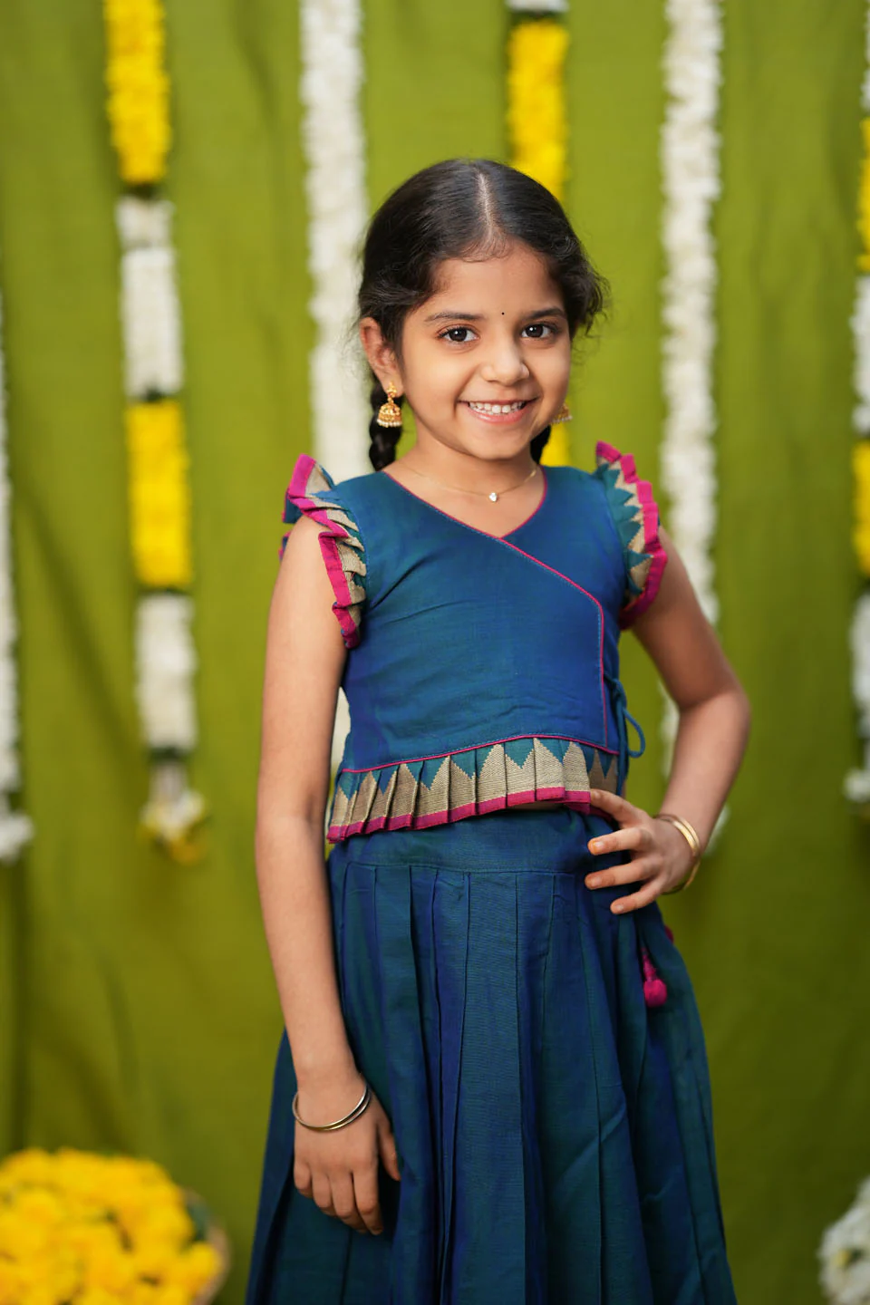 IMD - Gautami Teal Handlloom Top & Skirt Mini - Image 10