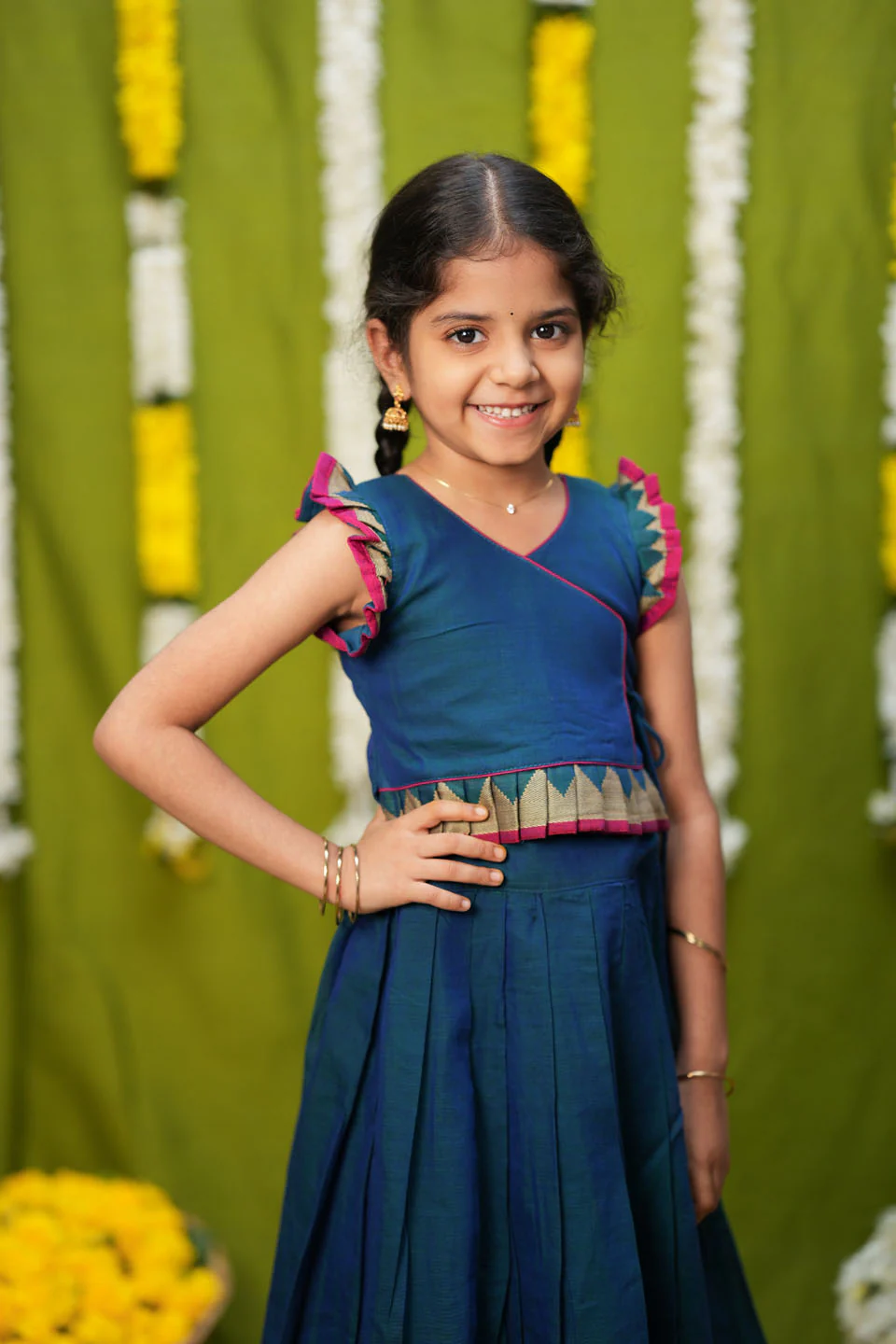 IMD - Gautami Teal Handlloom Top & Skirt Mini - Image 11