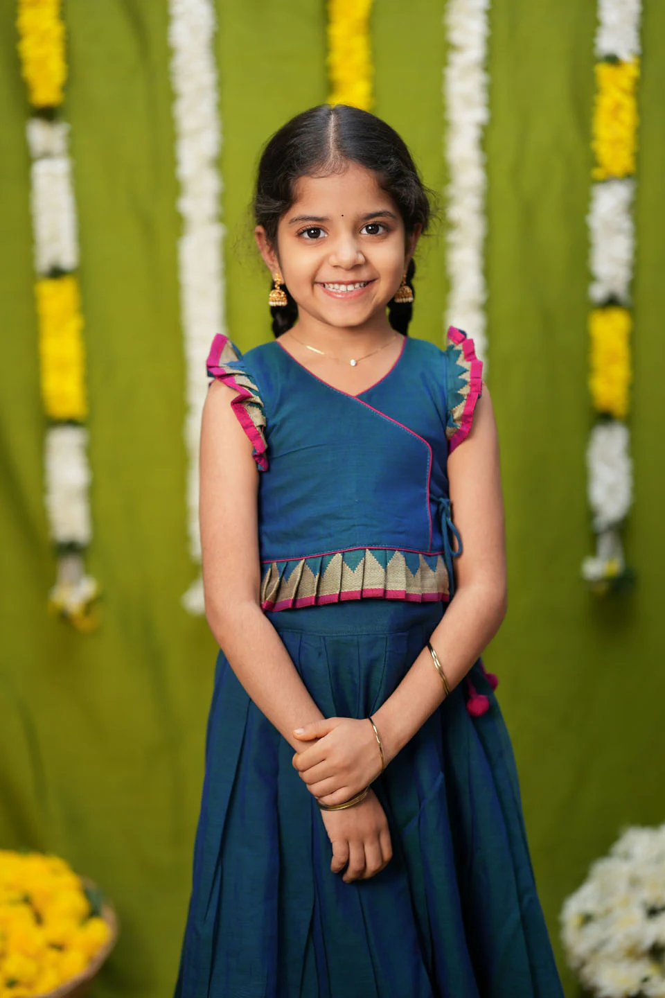 IMD - Gautami Teal Handlloom Top & Skirt Mini - Image 13