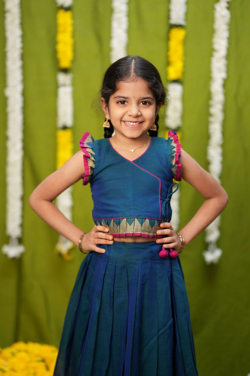 IMD - Gautami Teal Handlloom Top & Skirt Mini - Image 14