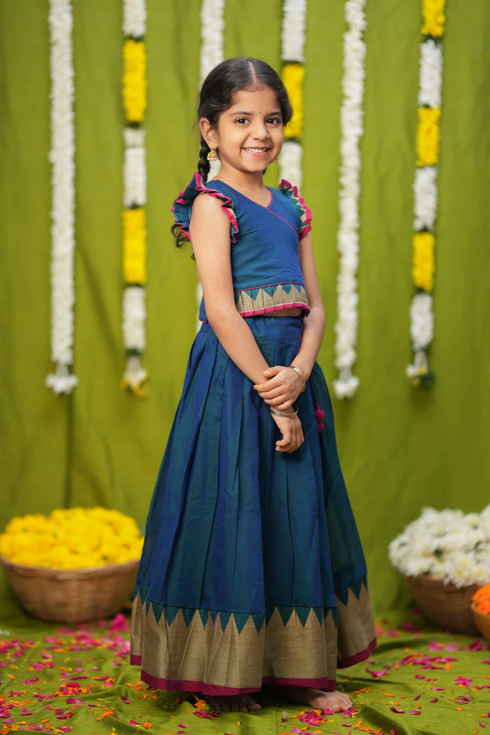 IMD - Gautami Teal Handlloom Top & Skirt Mini - Image 5
