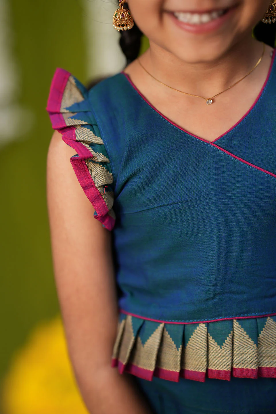 IMD - Gautami Teal Handlloom Top & Skirt Mini - Image 7