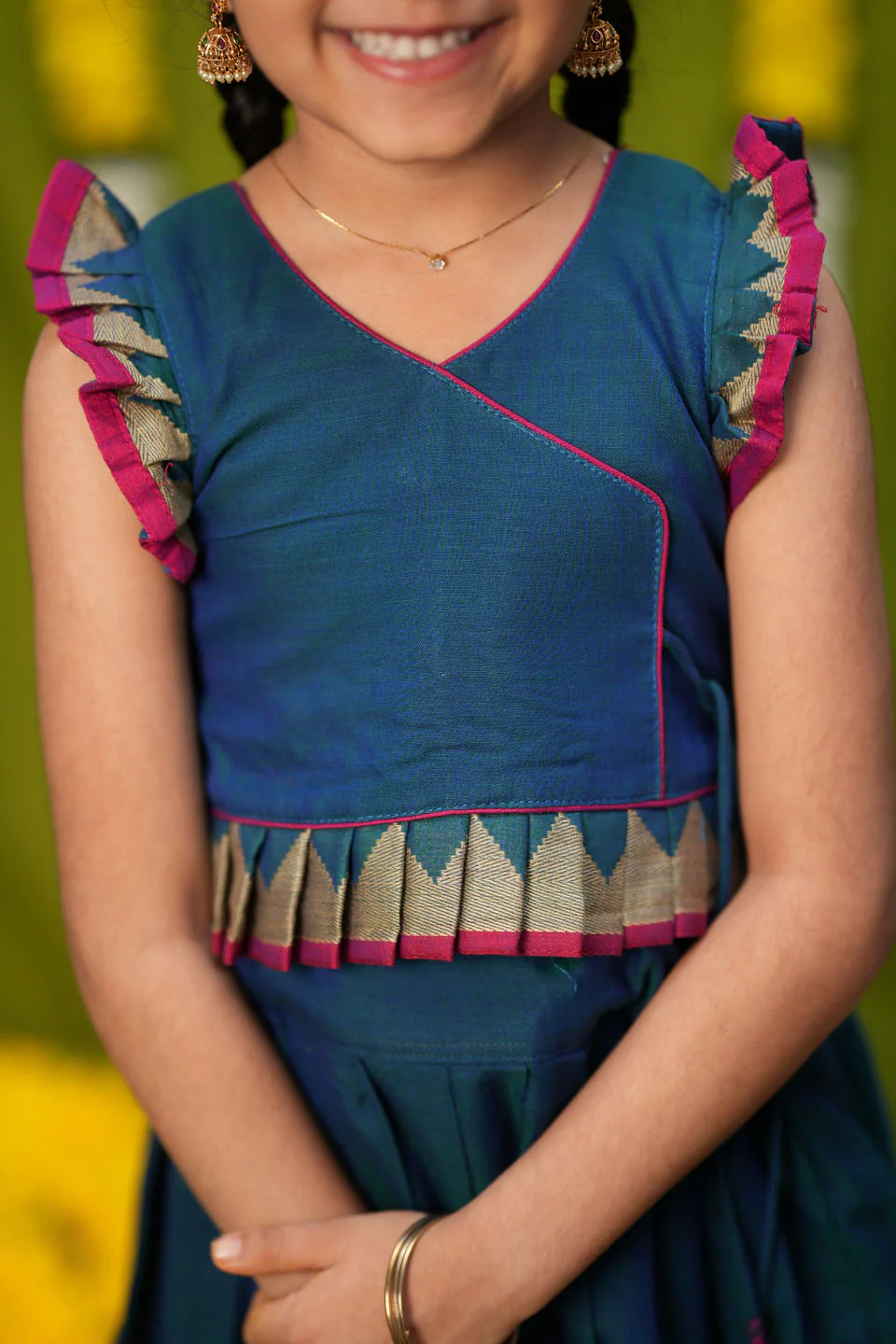 IMD - Gautami Teal Handlloom Top & Skirt Mini - Image 8