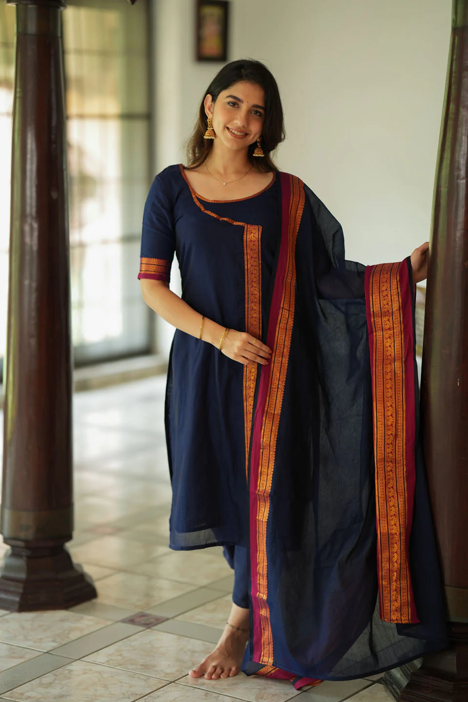 IMD - Jayanti Blue Kurti Set (top and Pant only) - Image 17