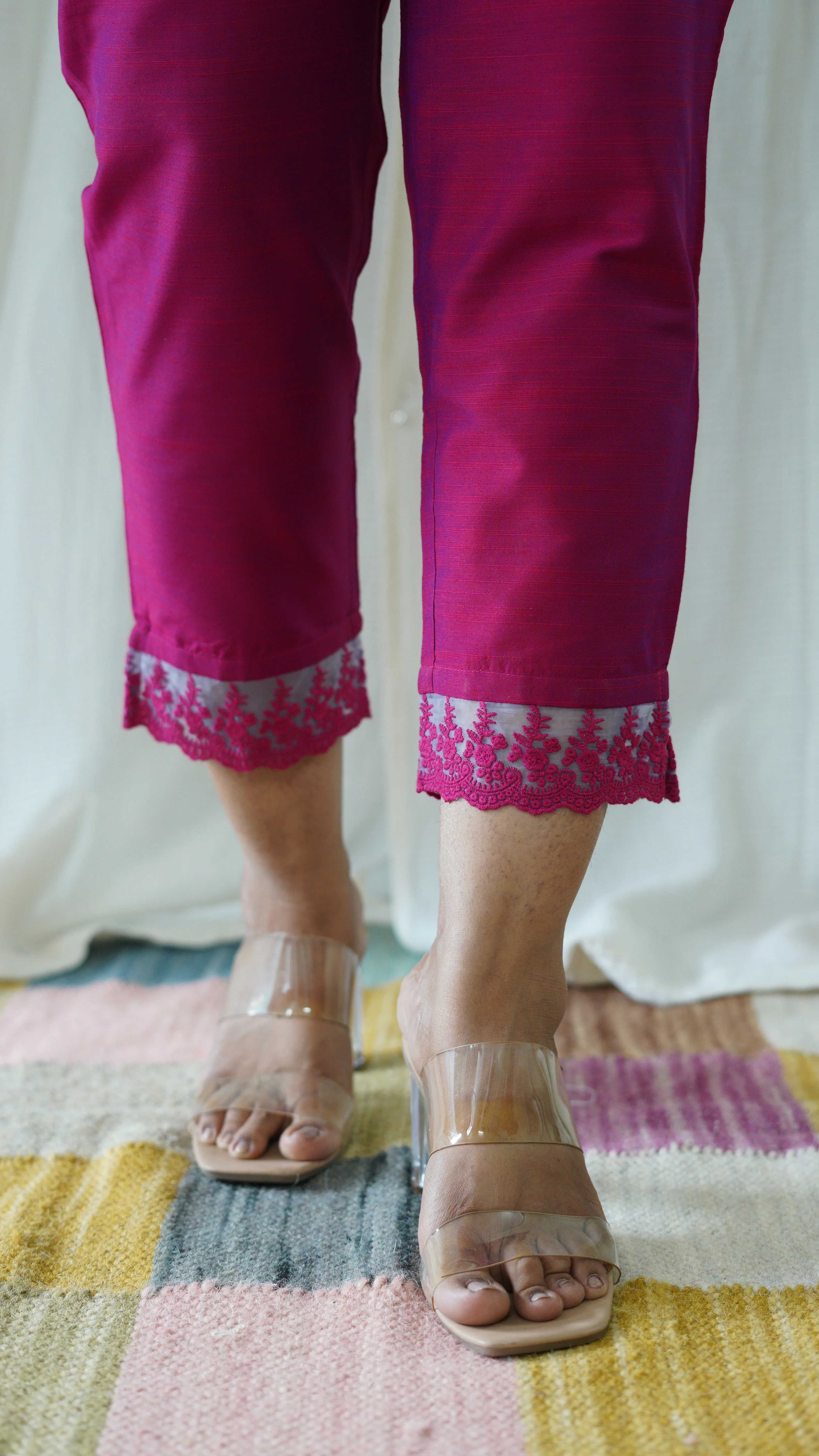 Magenta Solid Bottom with Lace detailing - Image 3