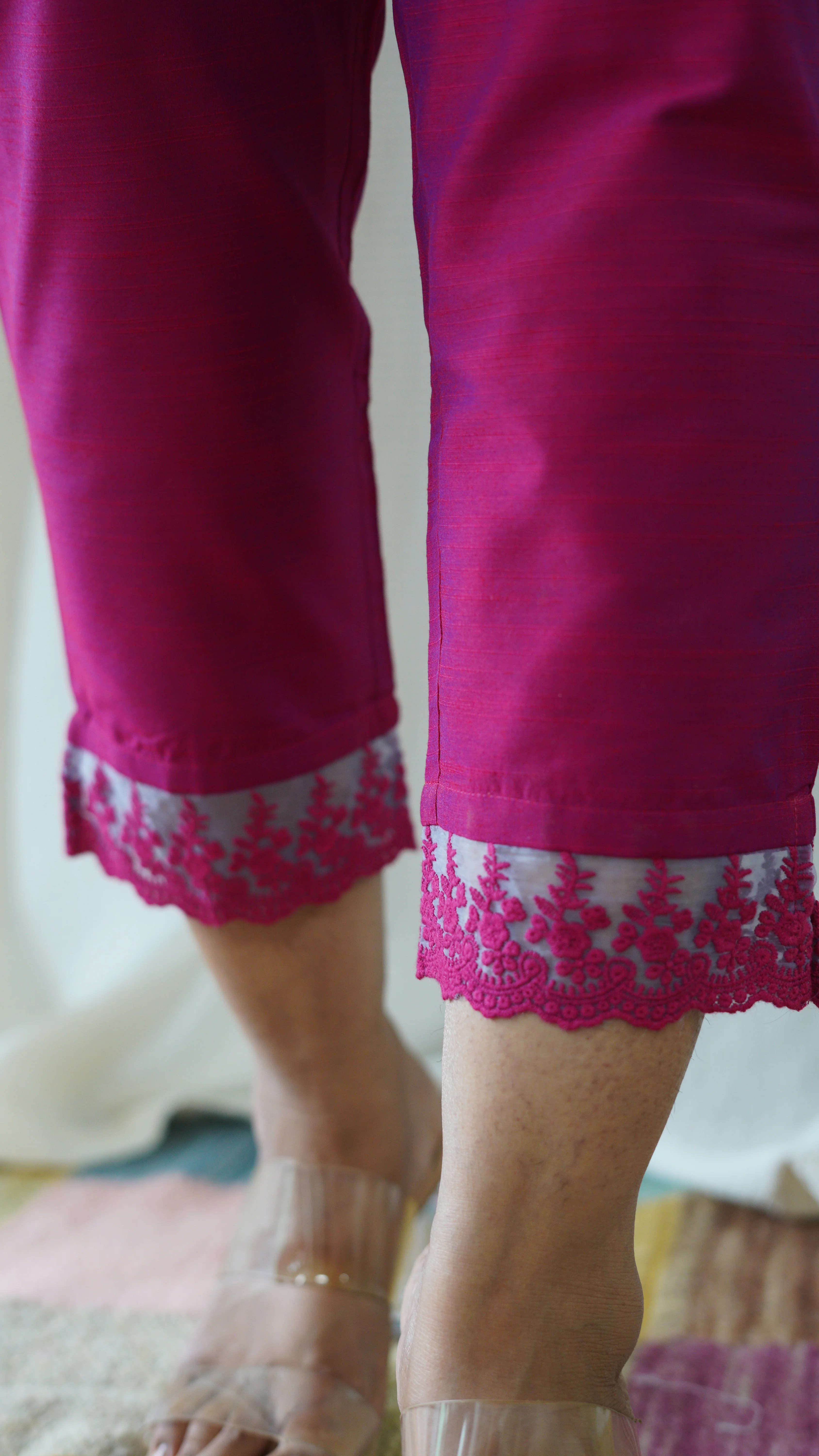 Magenta Solid Bottom with Lace detailing - Image 4