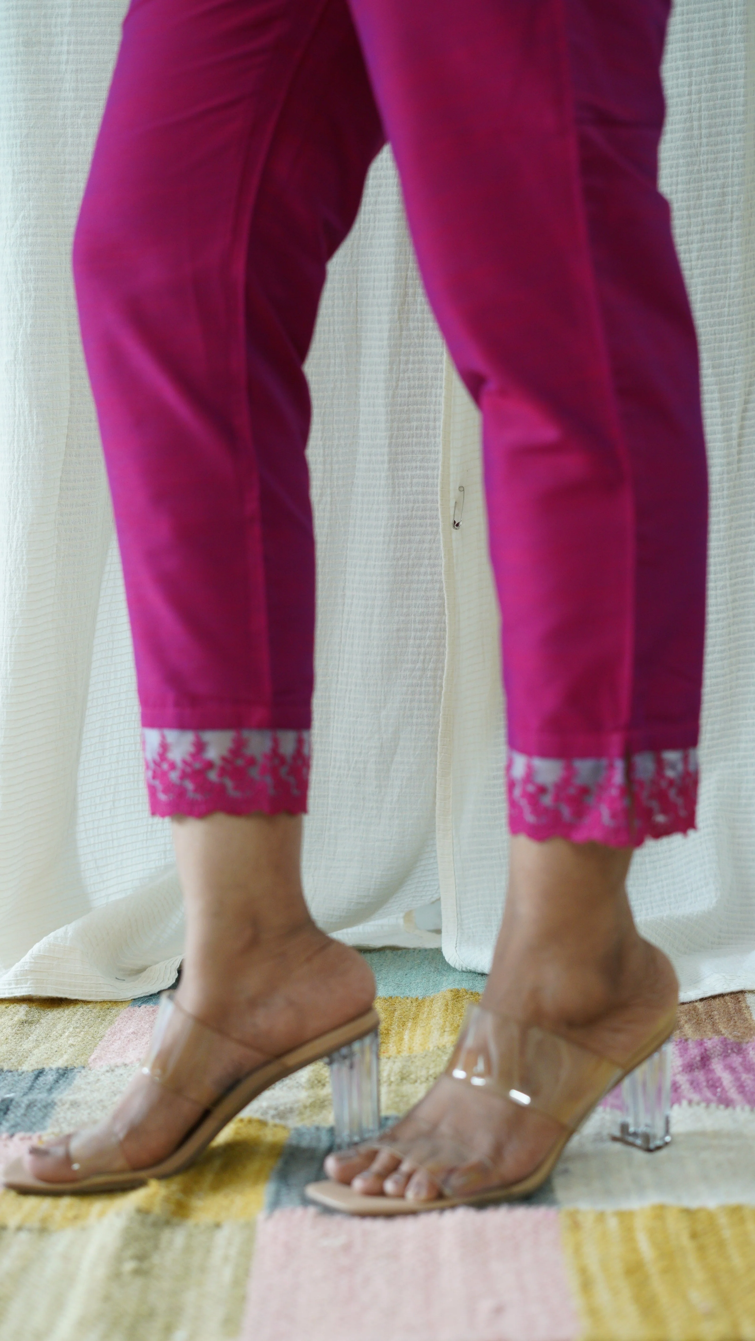 Magenta Solid Bottom with Lace detailing - Image 5