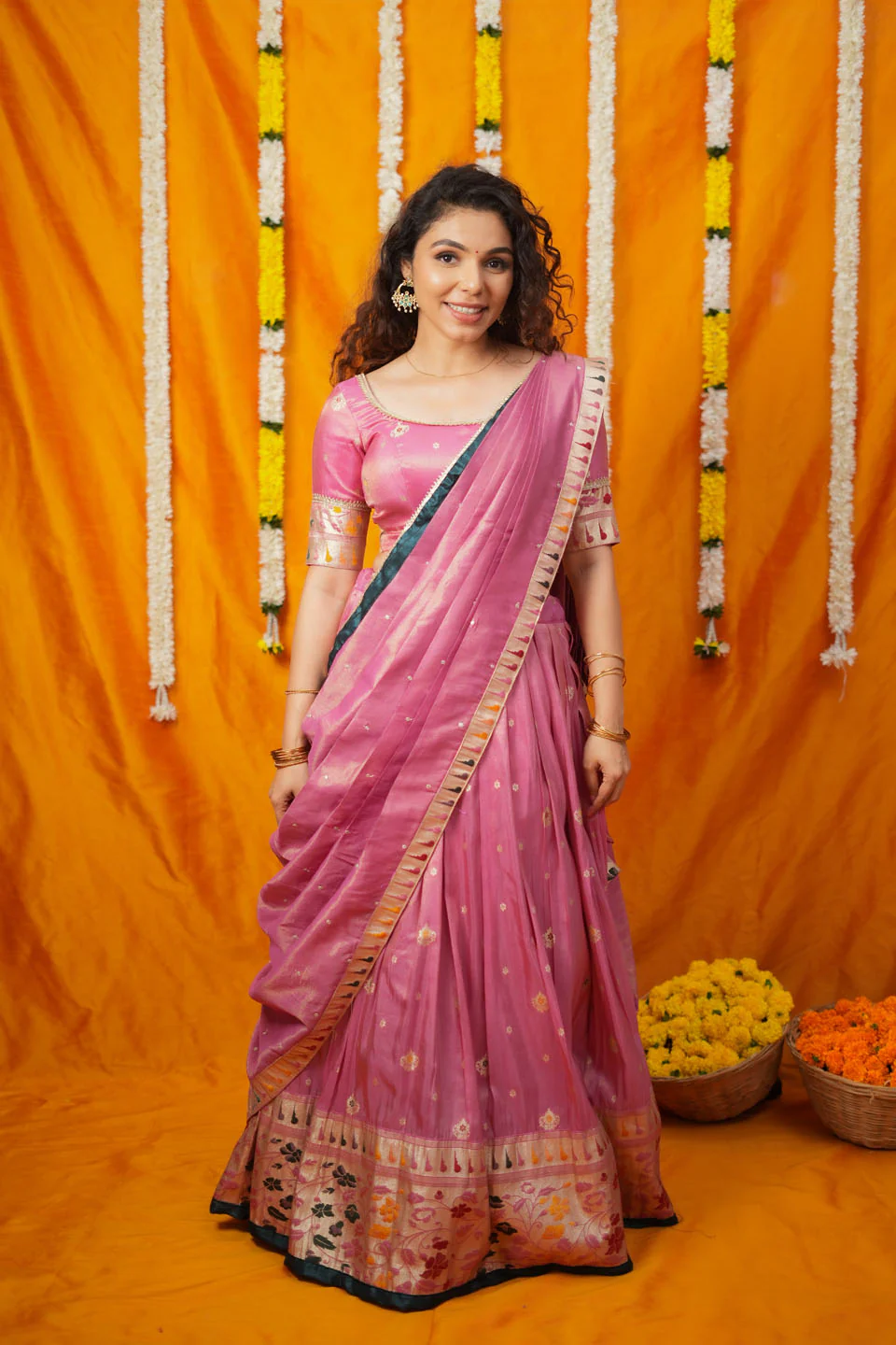 IMD - Maithiri Pink Silk Half Saree