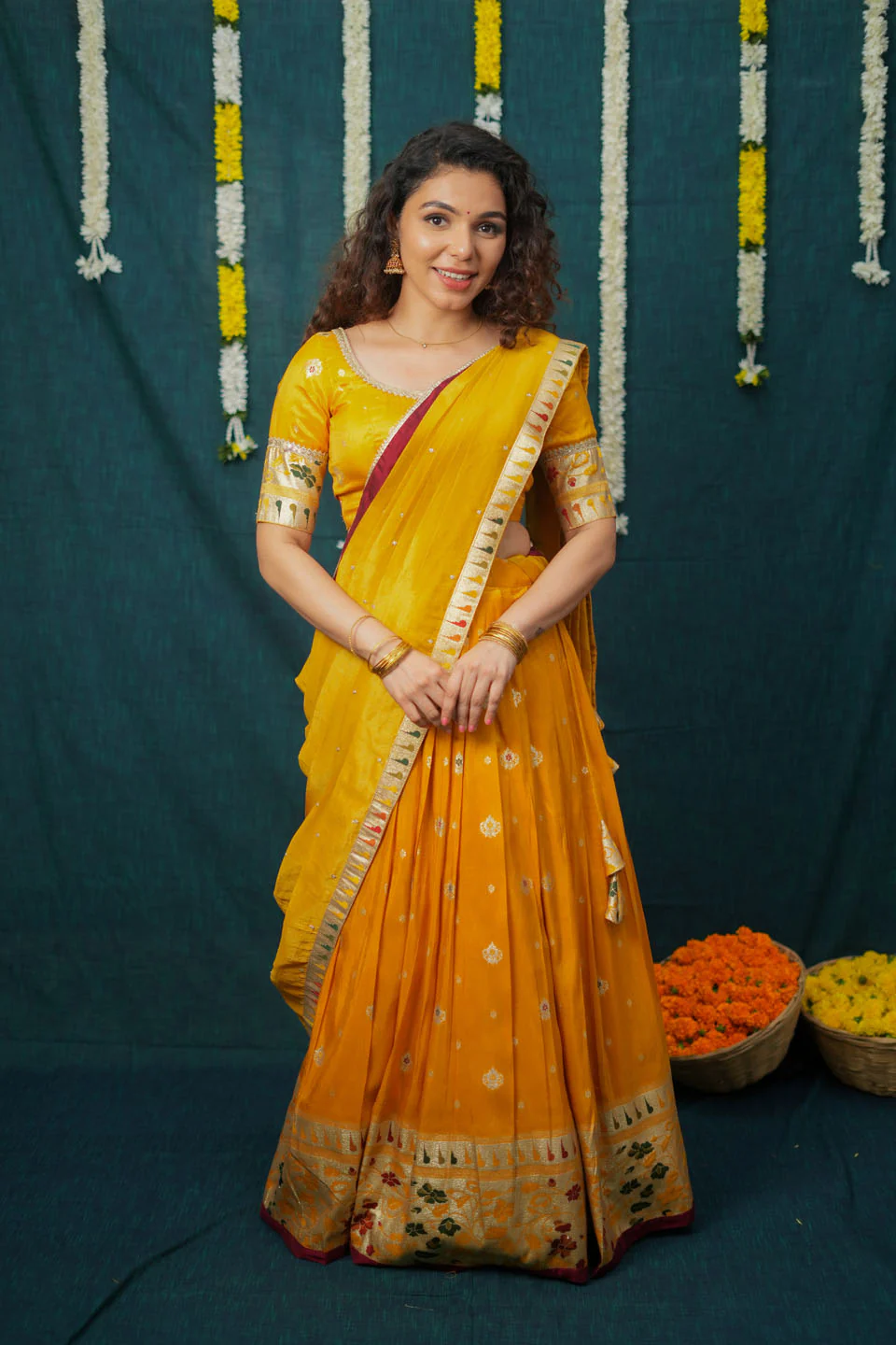 Maithiri Yellow Half Saree Set - Image 5