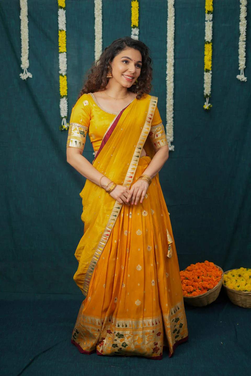 Maithiri Yellow Half Saree Set - Image 6