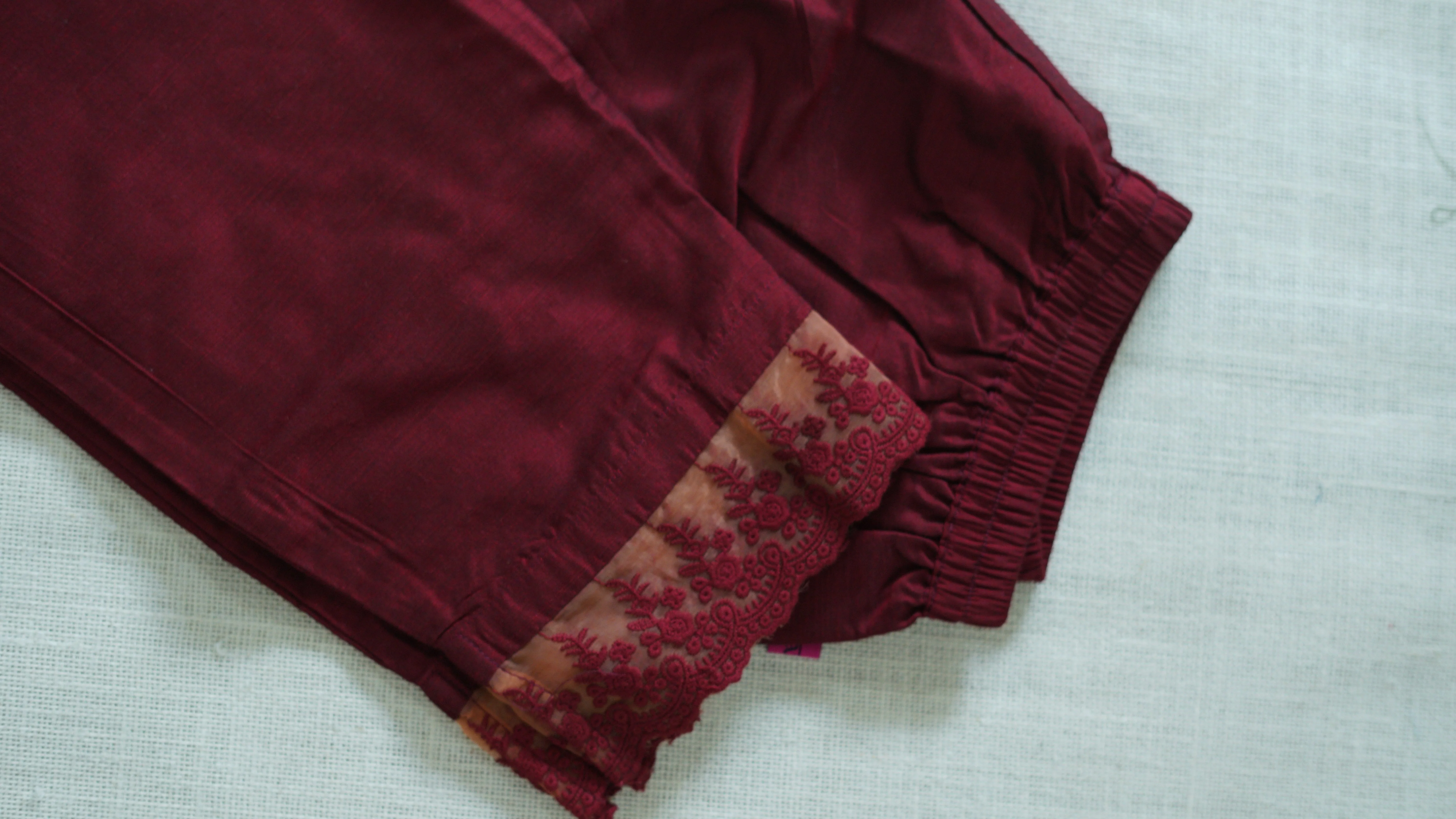 Maroon Solid Bottom with Lace detailing - Image 6