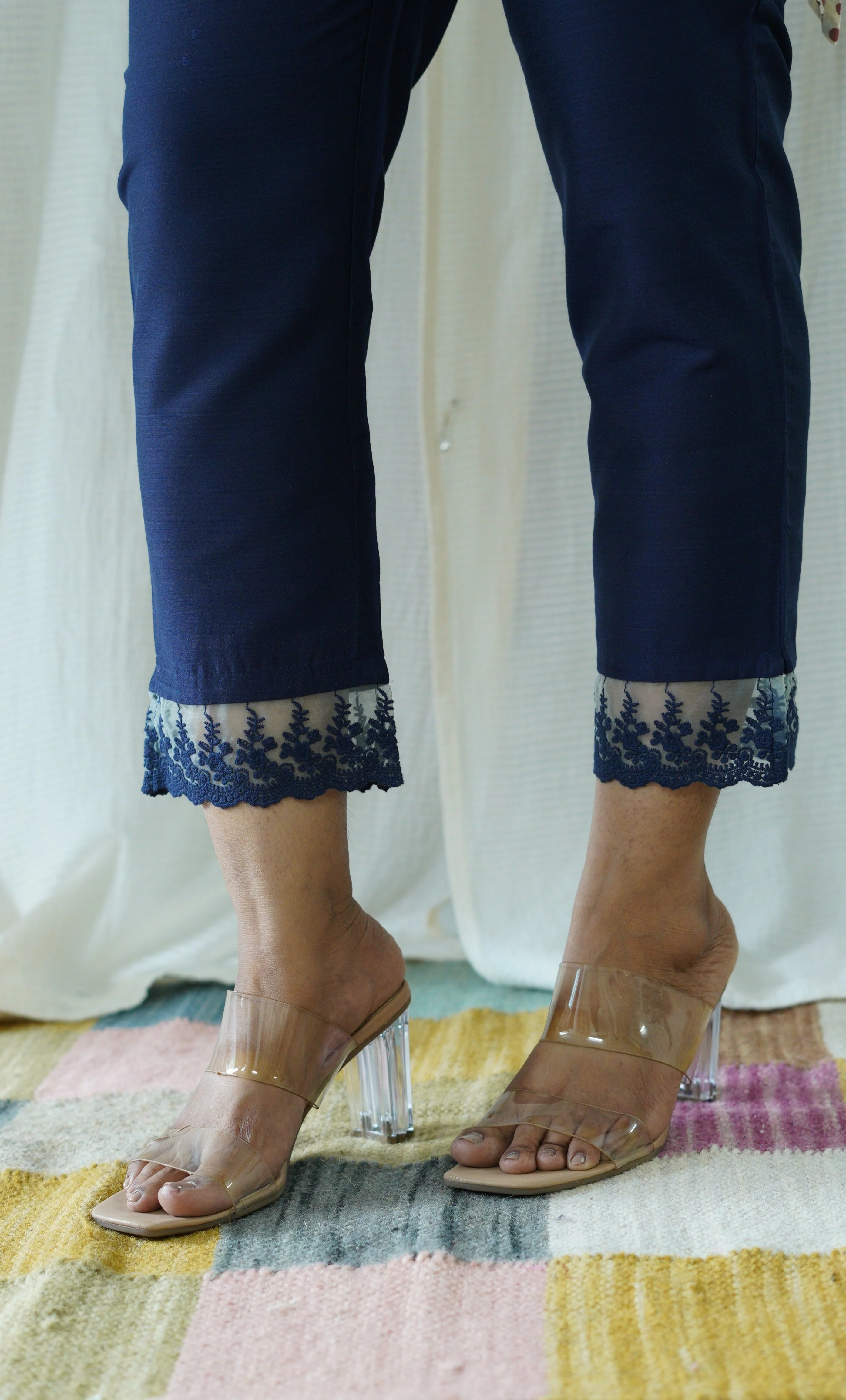 Navy Blue Solid Bottom with Lace detailing - Image 3