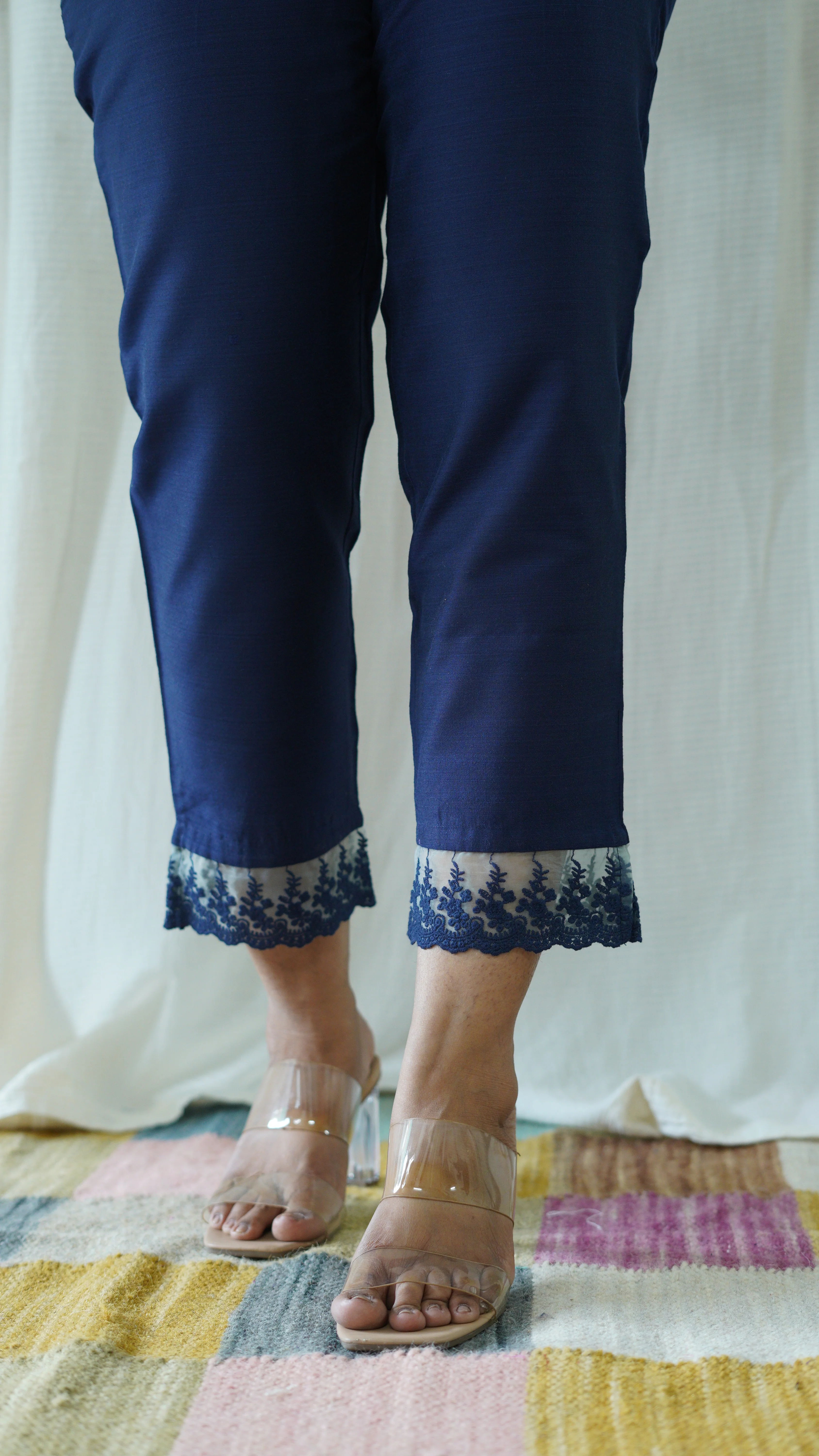 Navy Blue Solid Bottom with Lace detailing - Image 4