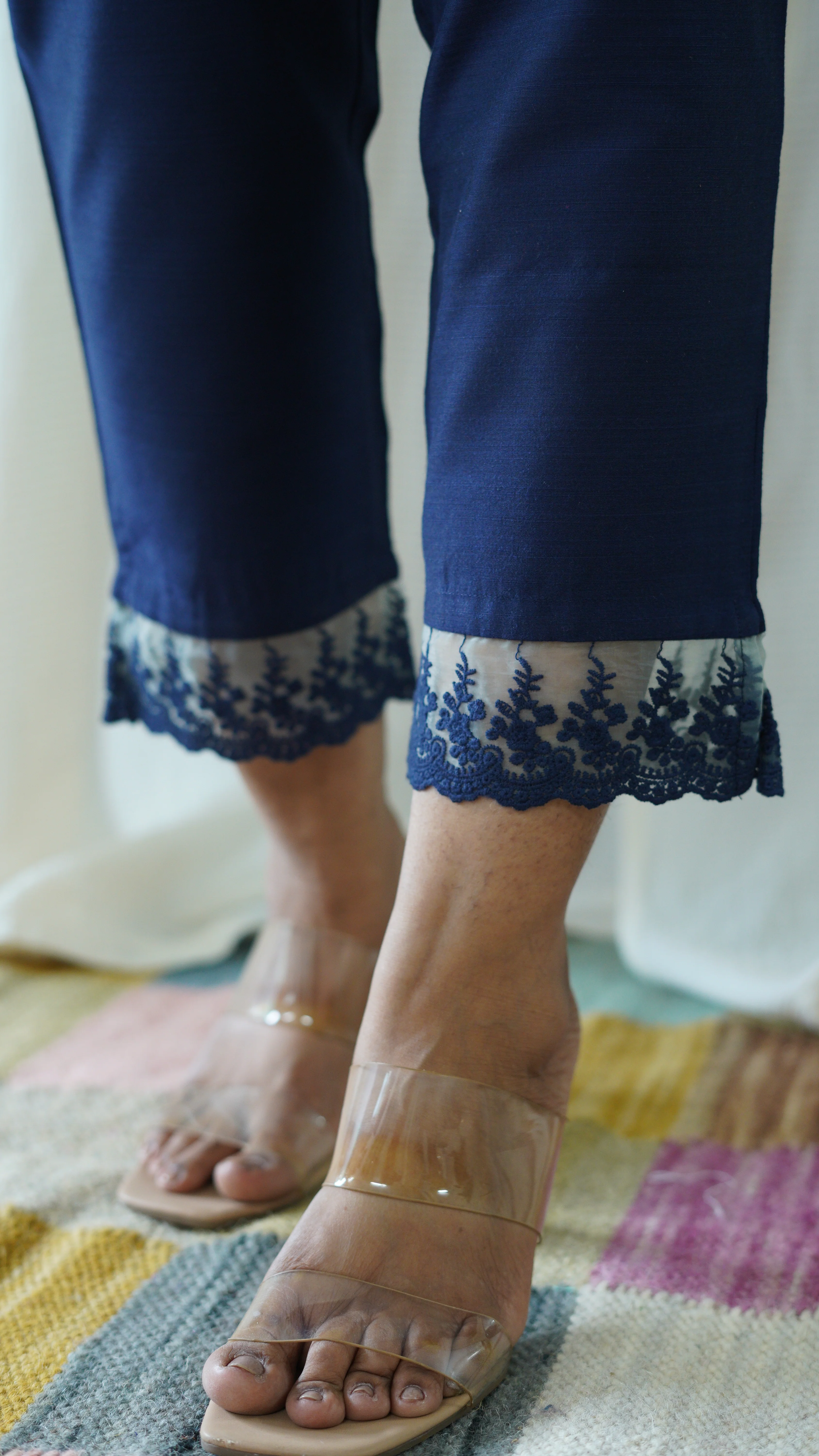 Navy Blue Solid Bottom with Lace detailing - Image 5