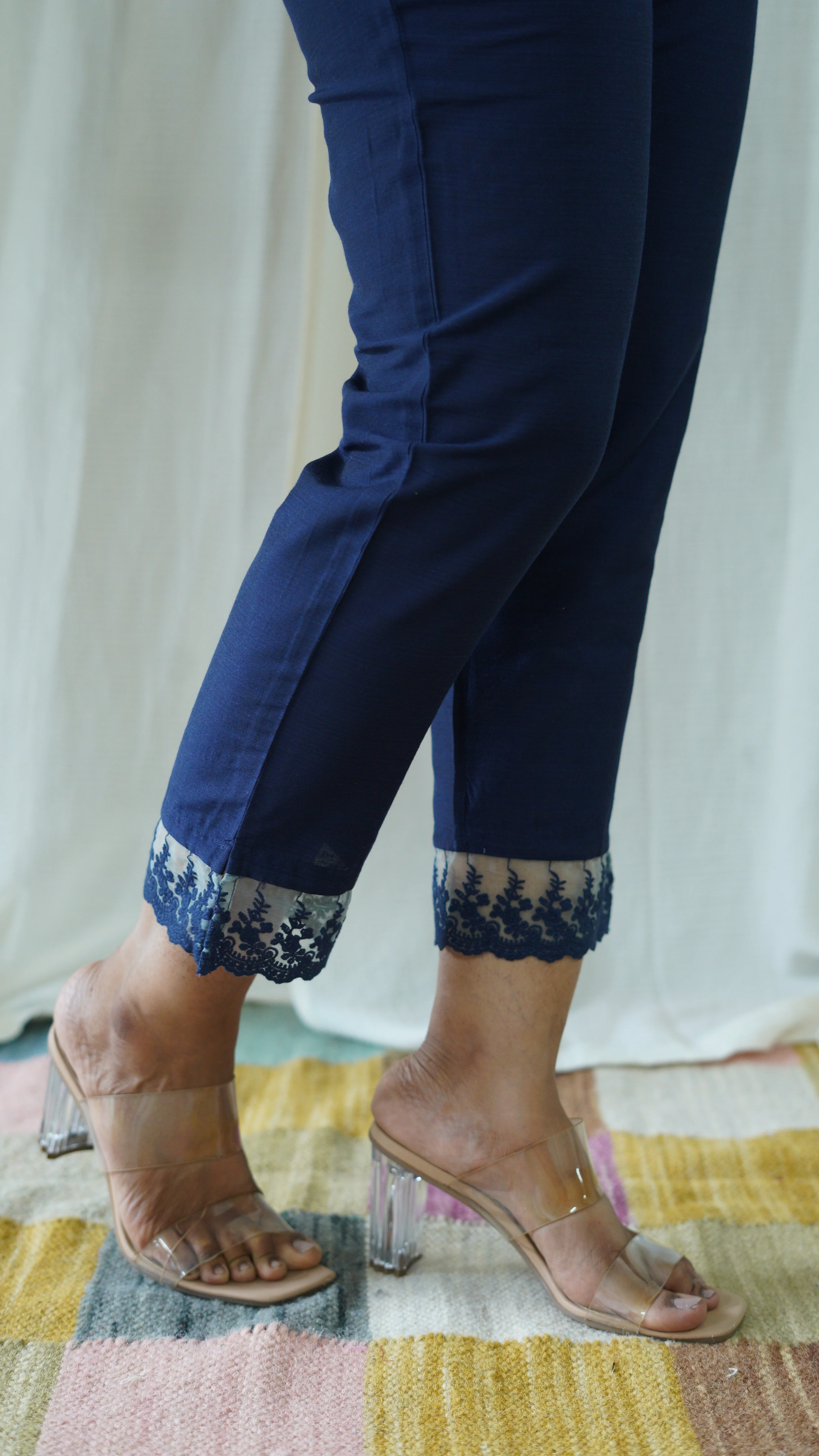 Navy Blue Solid Bottom with Lace detailing - Image 6