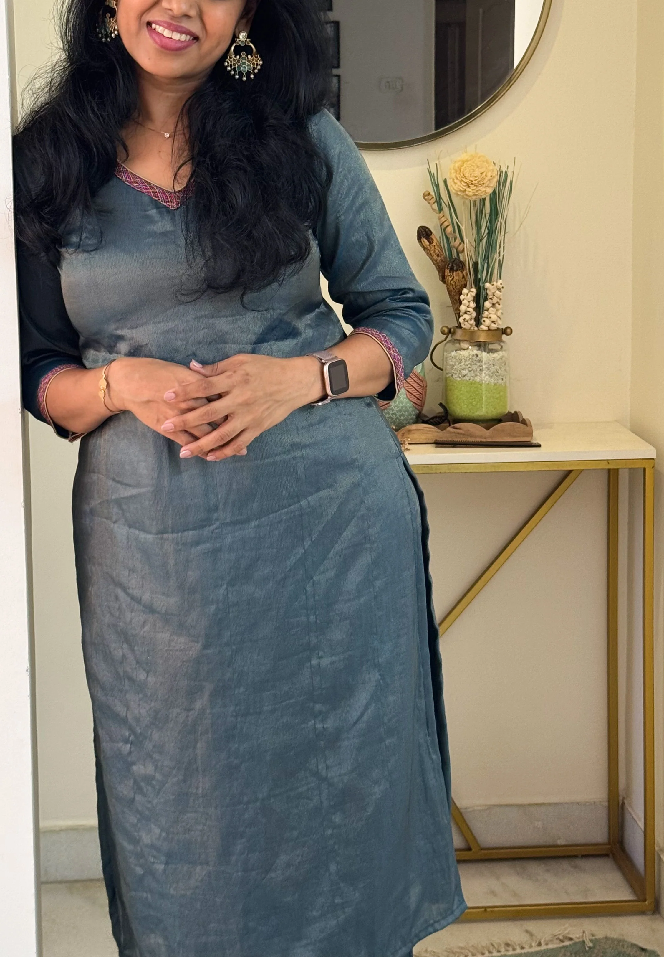 Paavai Teal Blue Kurti Set - Image 3