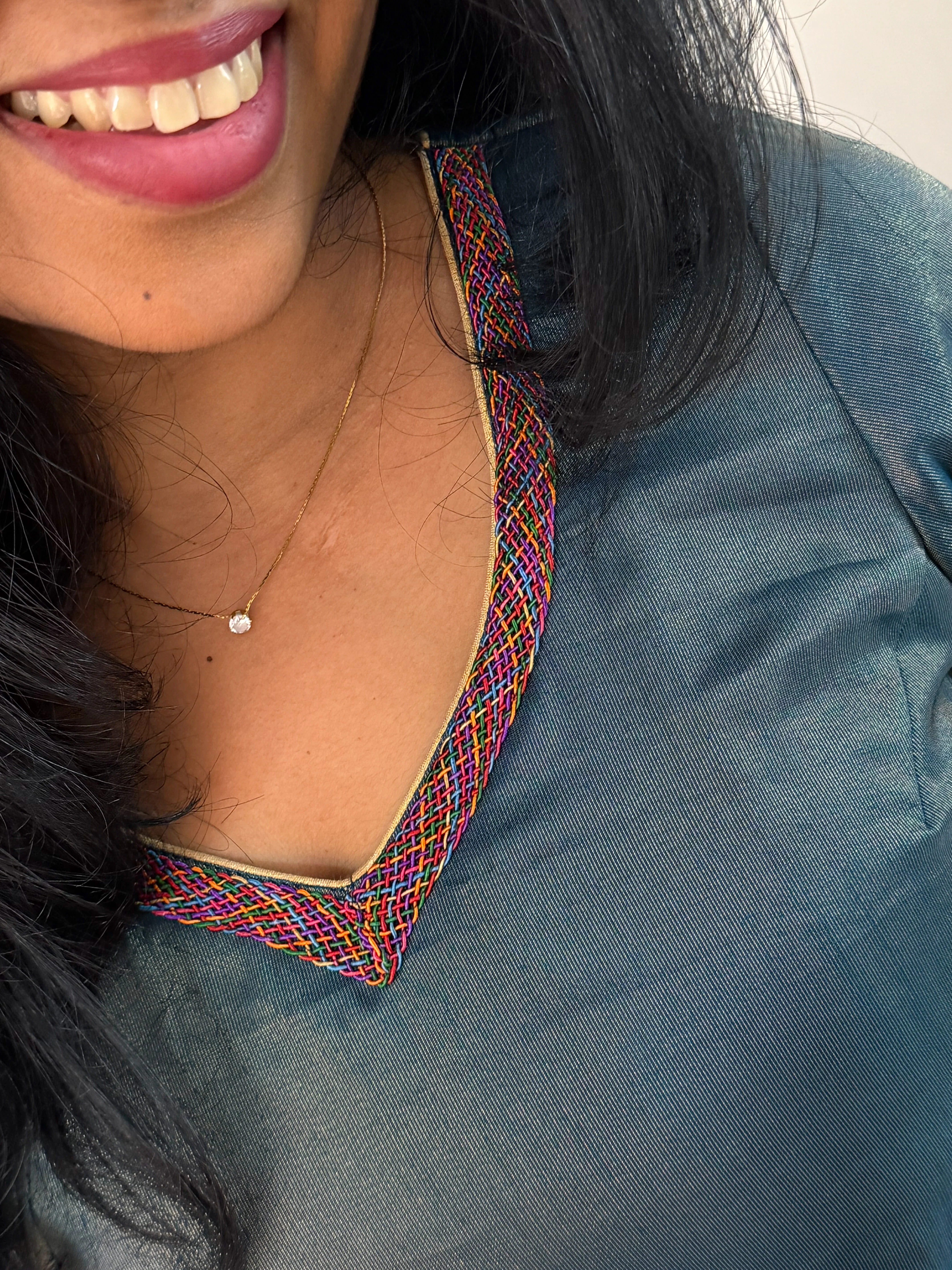 Paavai Teal Blue Kurti Set - Image 6